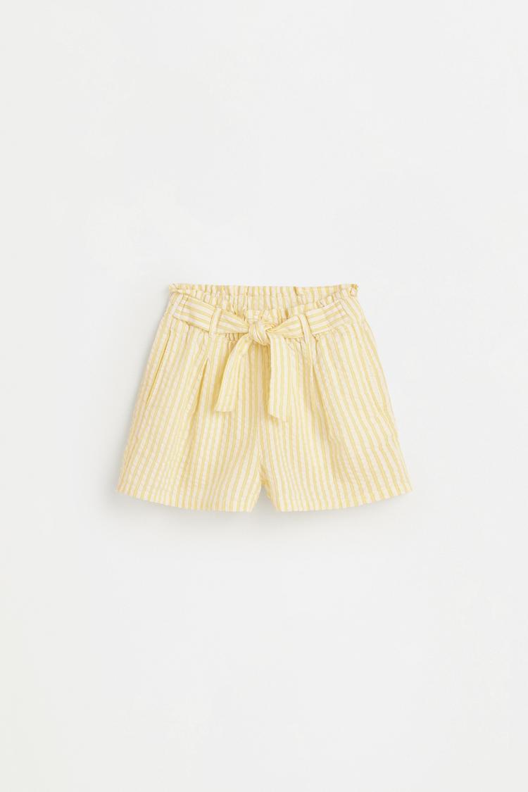 Striped seersucker shorts — YELLOW