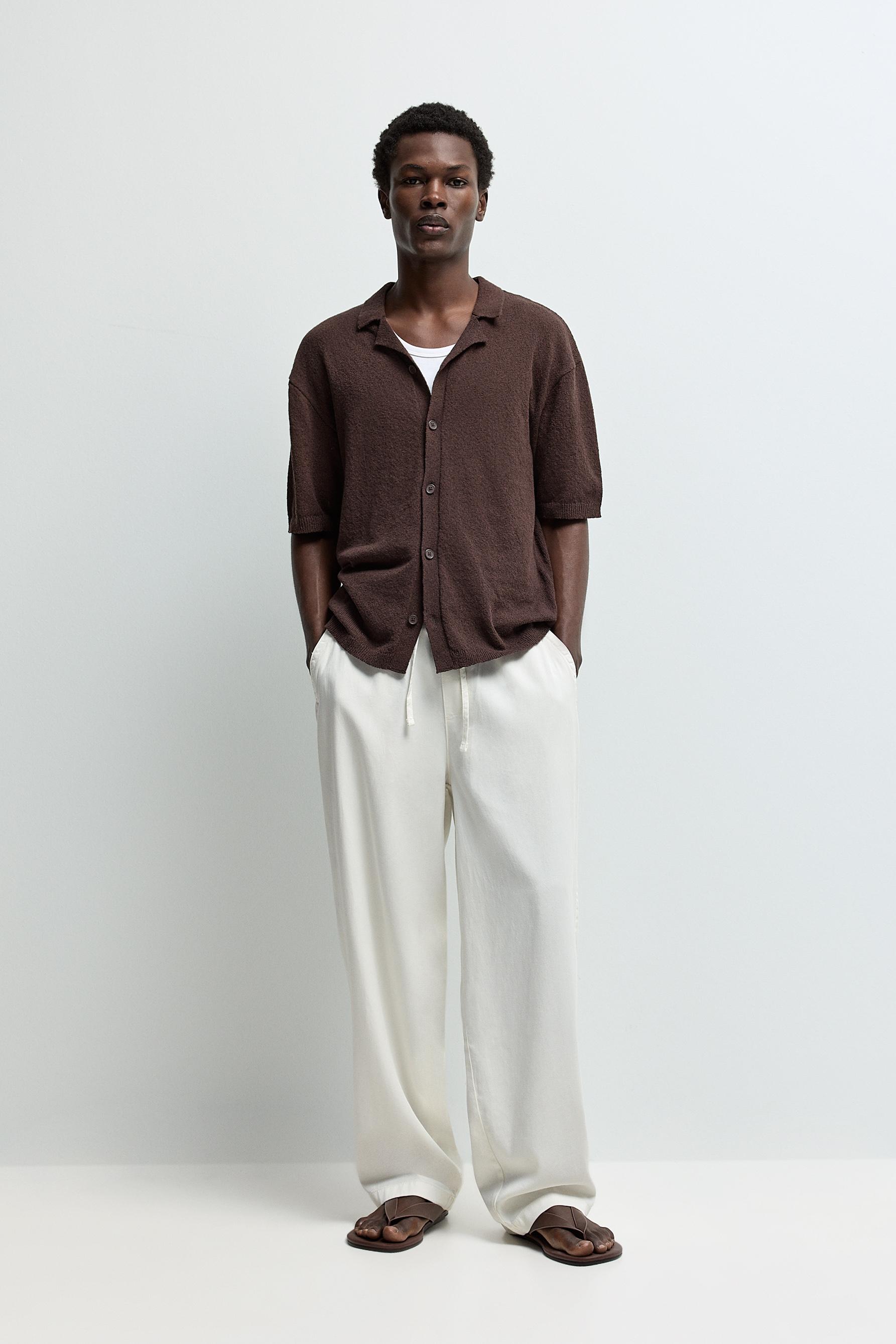 Bouclé knit shirt — CHOCOLATE