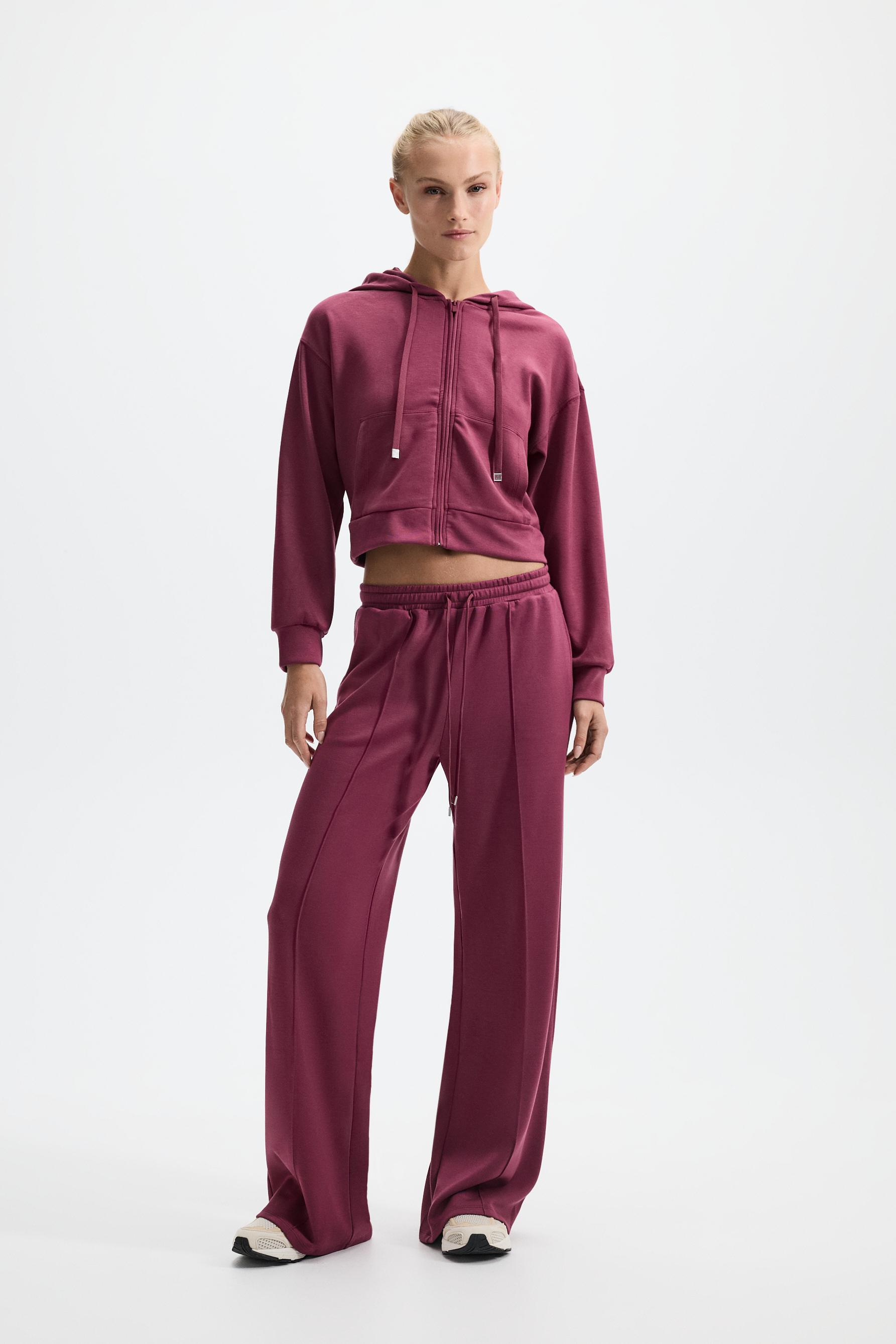 Flowy zip-up sports sweatshirt — DARK PINK