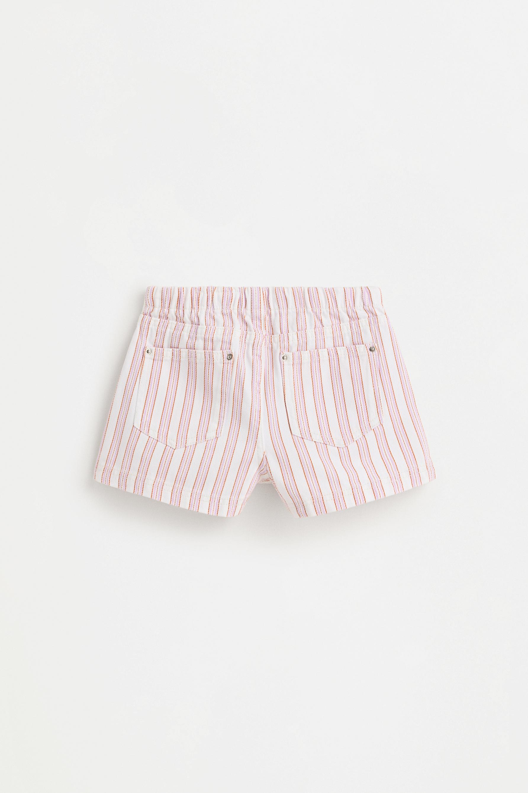 Elastic waist denim shorts — ECRU