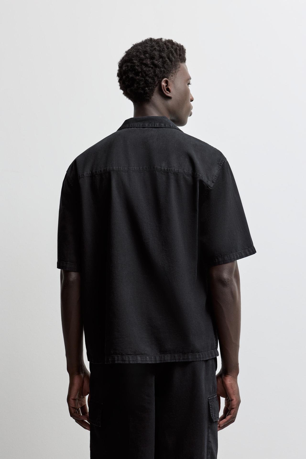 Denim resort shirt — BLACK