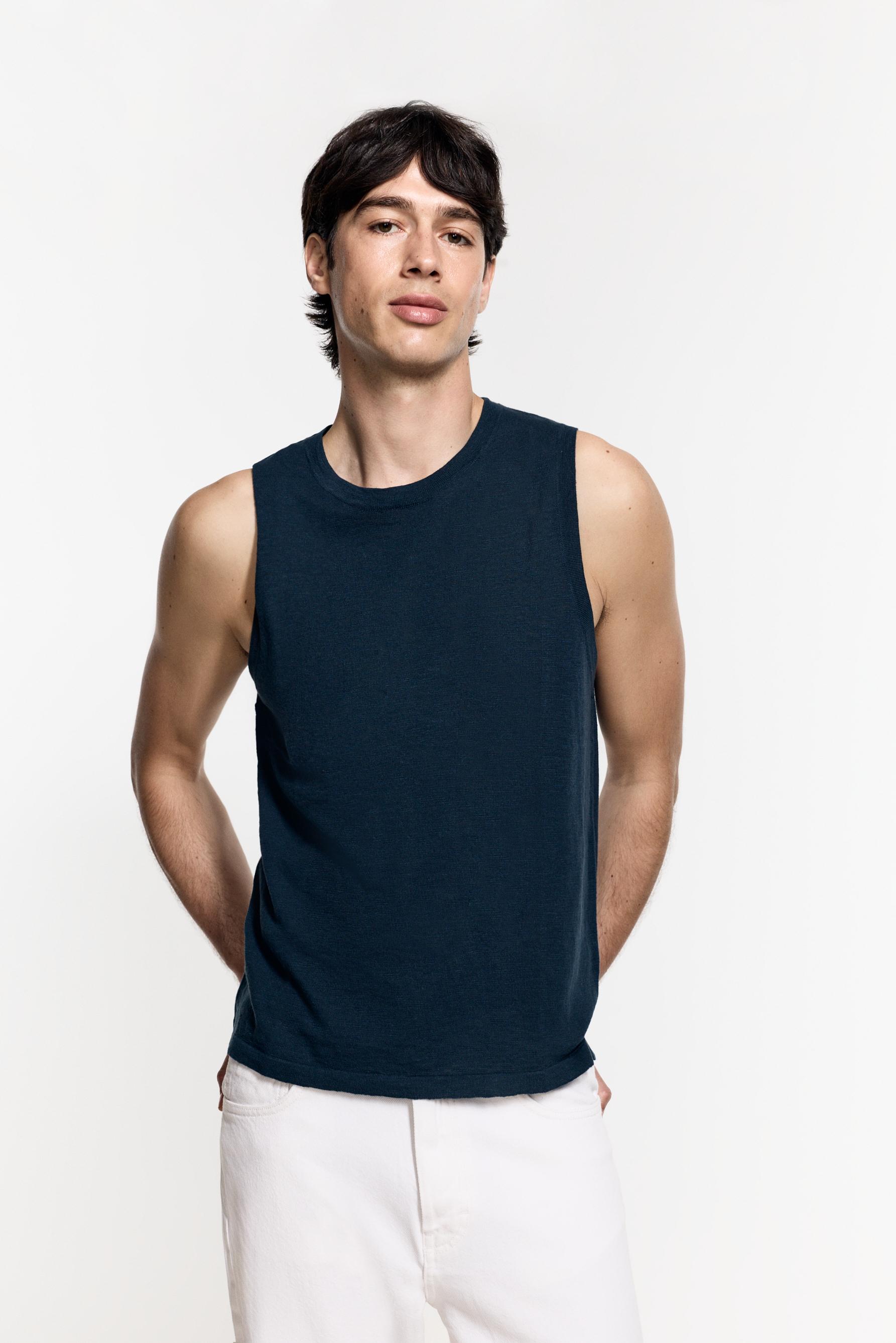Knit tank top — NAVY