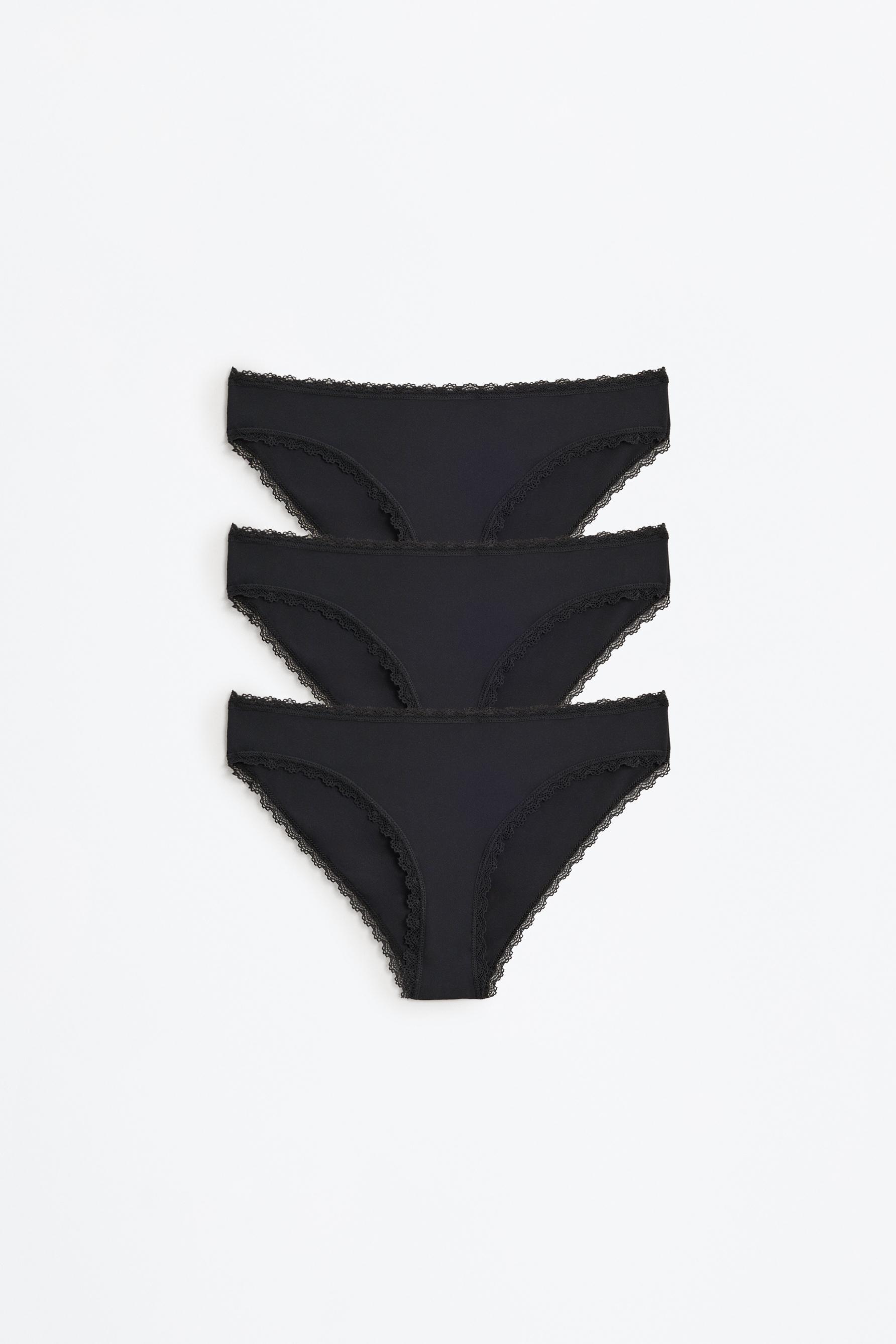 Pack of 3 pairs of classic microfibre briefs — BLACK