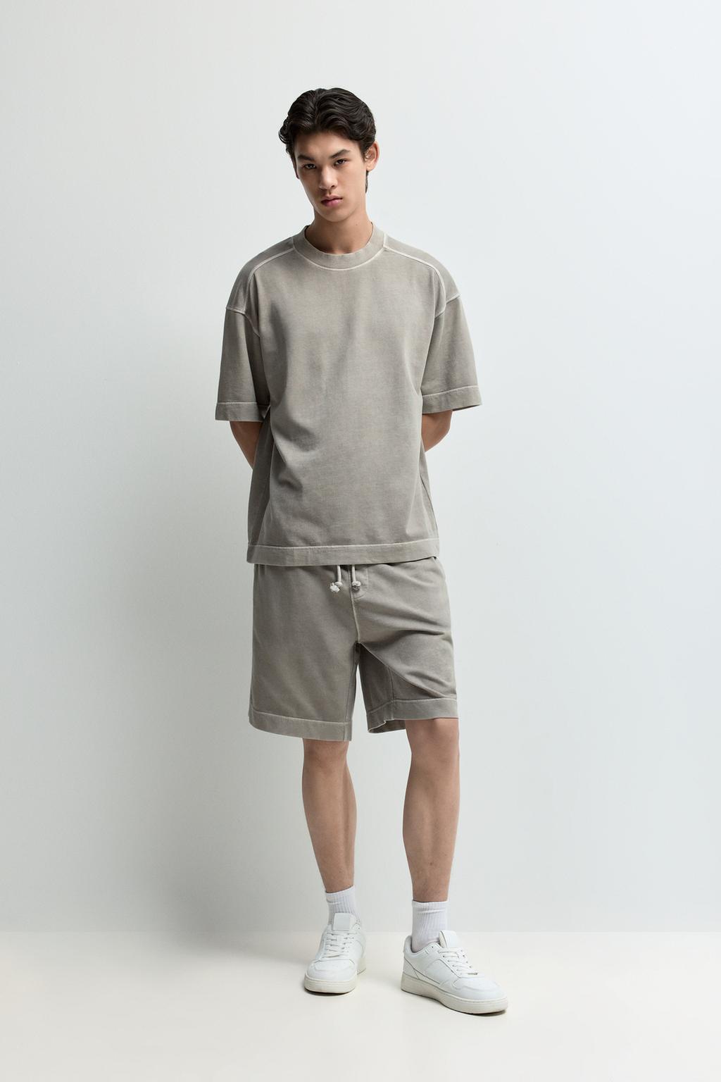 Faded-effect tracksuit Bermuda shorts