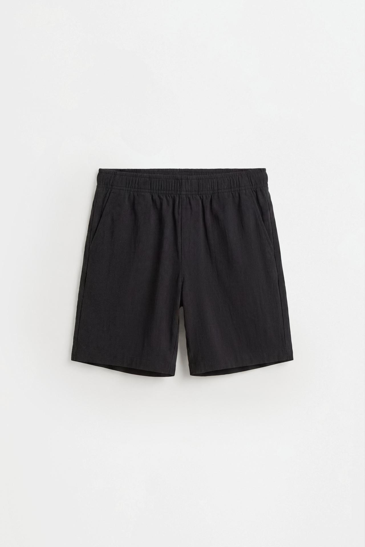 Rustic textured Bermuda shorts — BLACK