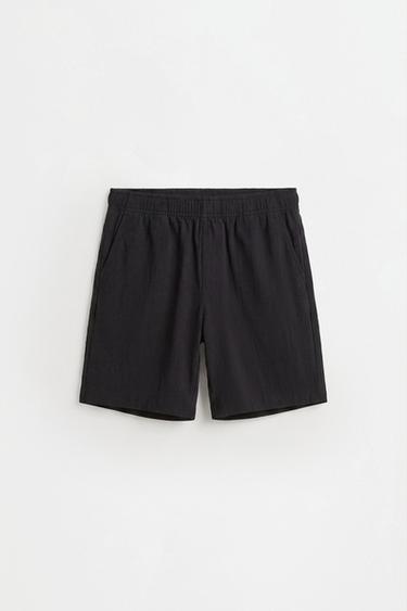 Rustic textured Bermuda shorts — BLACK 6