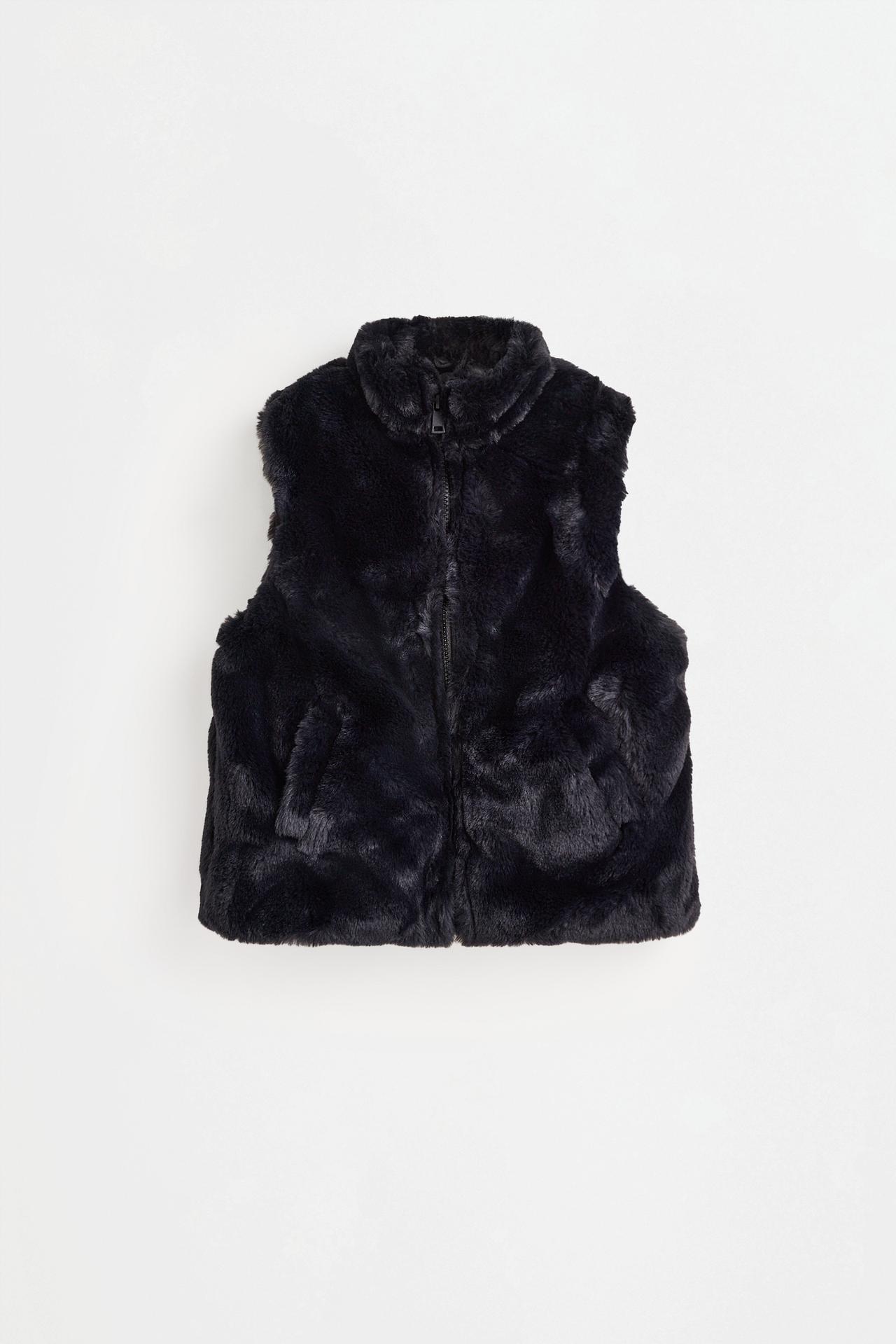 Faux fur vest — BLACK
