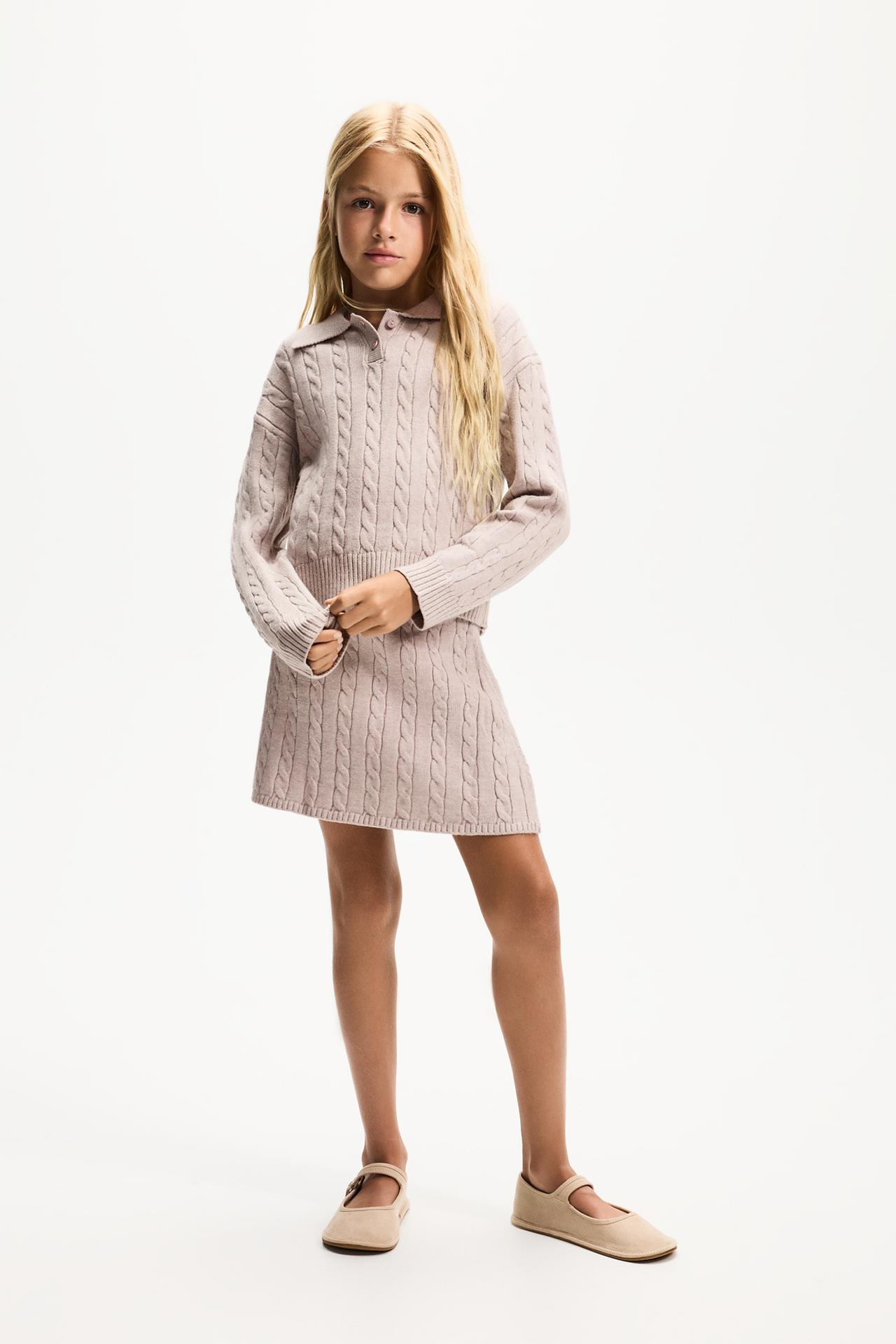 Knit polo and skirt set — MINK