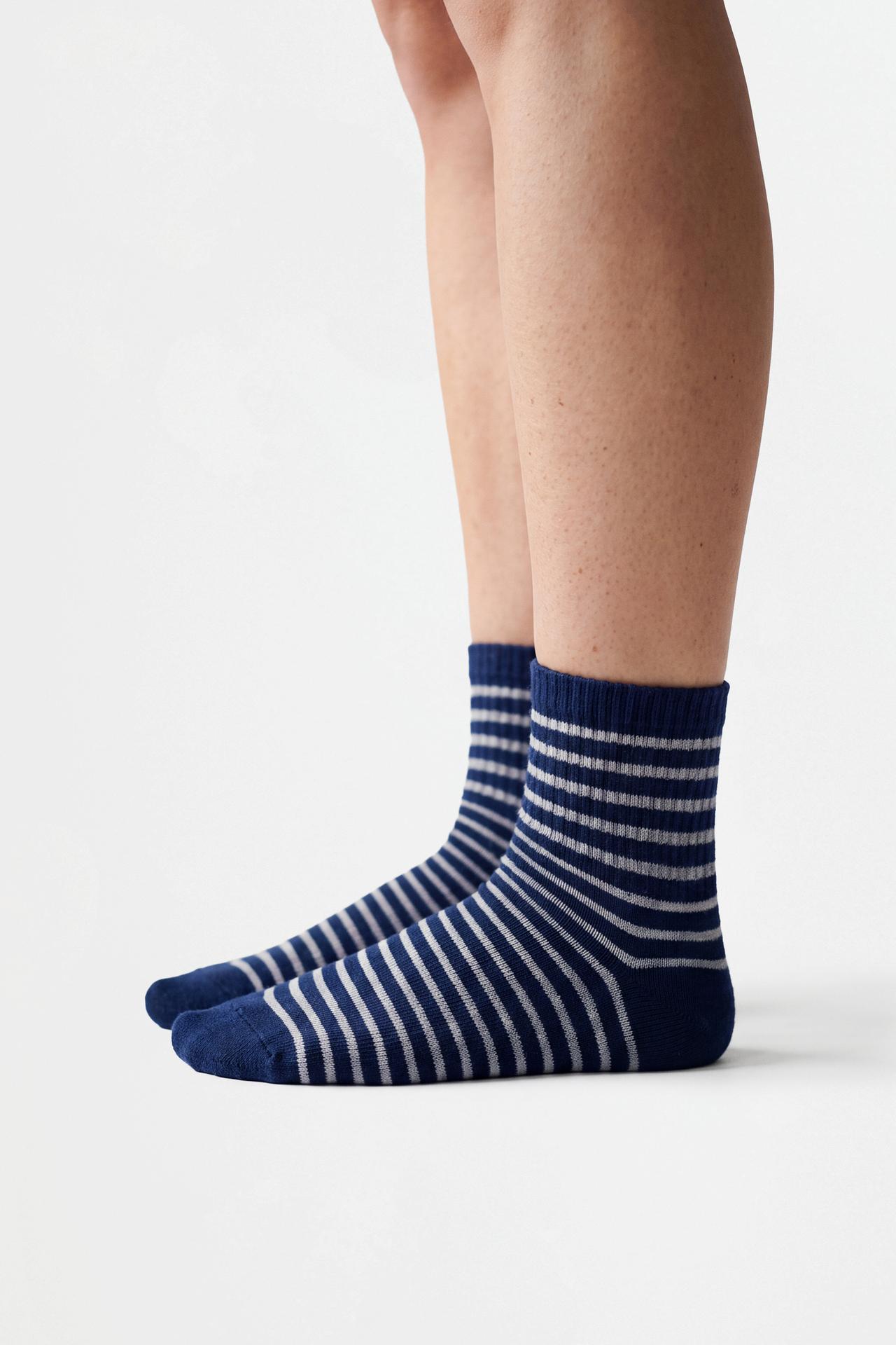 Striped ankle socks (7-pack) — GREY/BLUE
