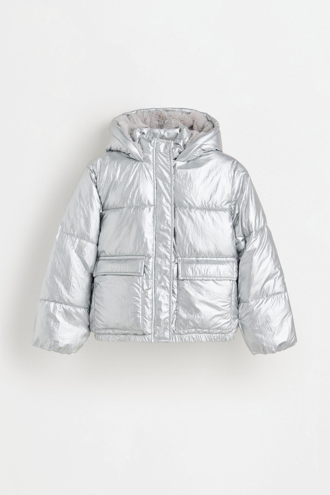 Metallic quilted jacket — SILVER