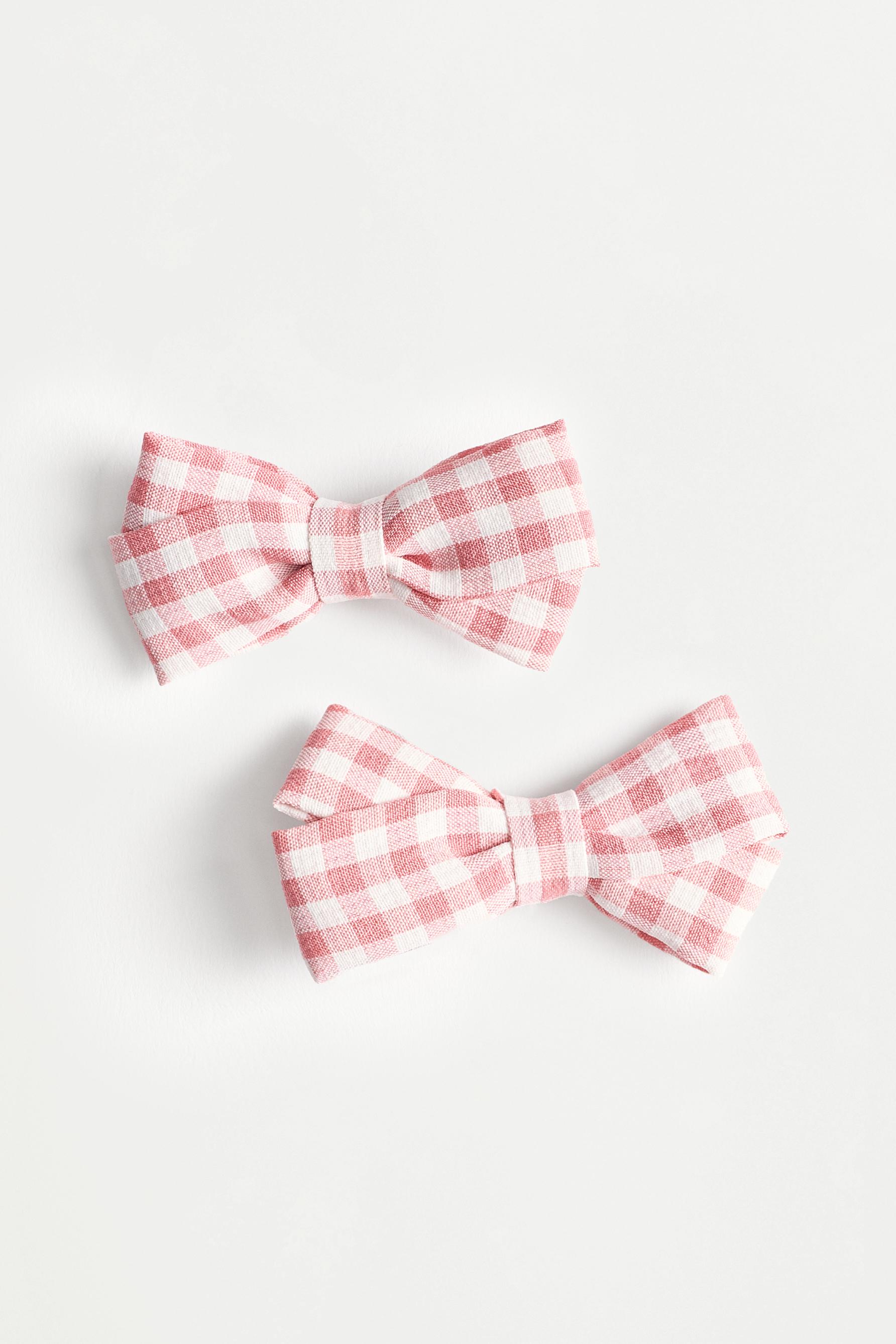 2-pack gingham hair bows — PINK