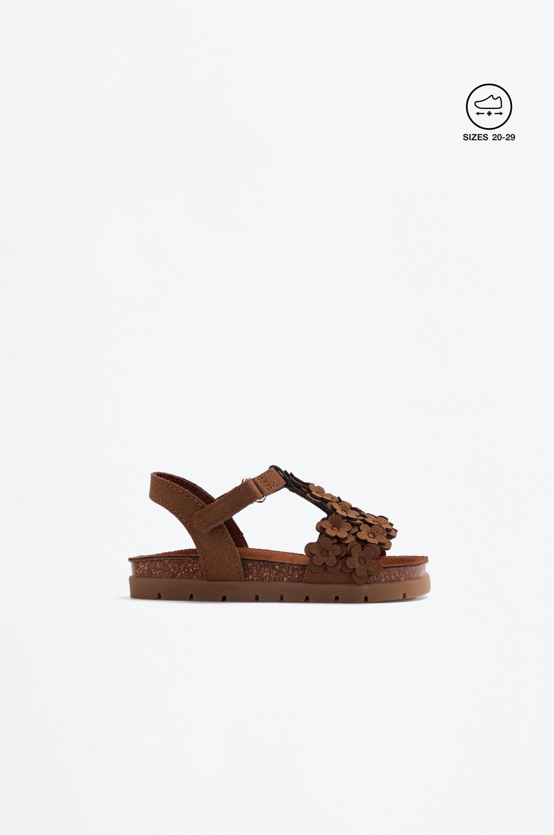 FLORAL SANDALS — BROWN