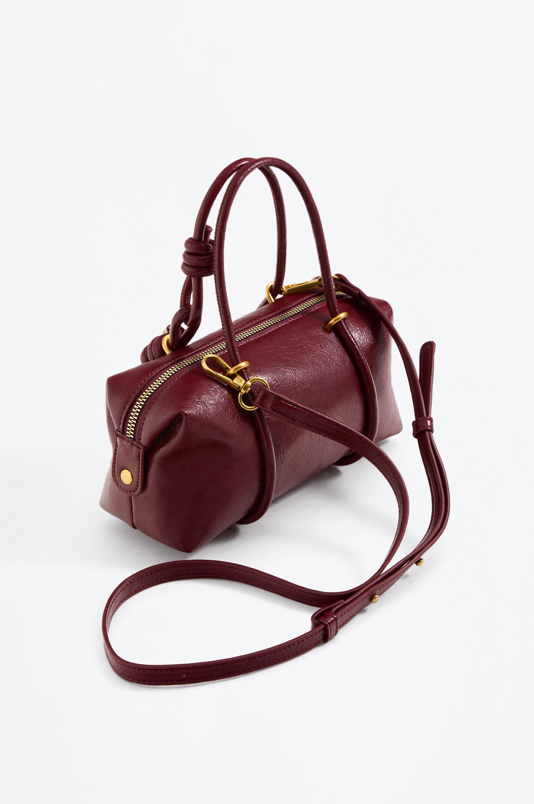 Mini bowling shoulder bag — BURGUNDY
