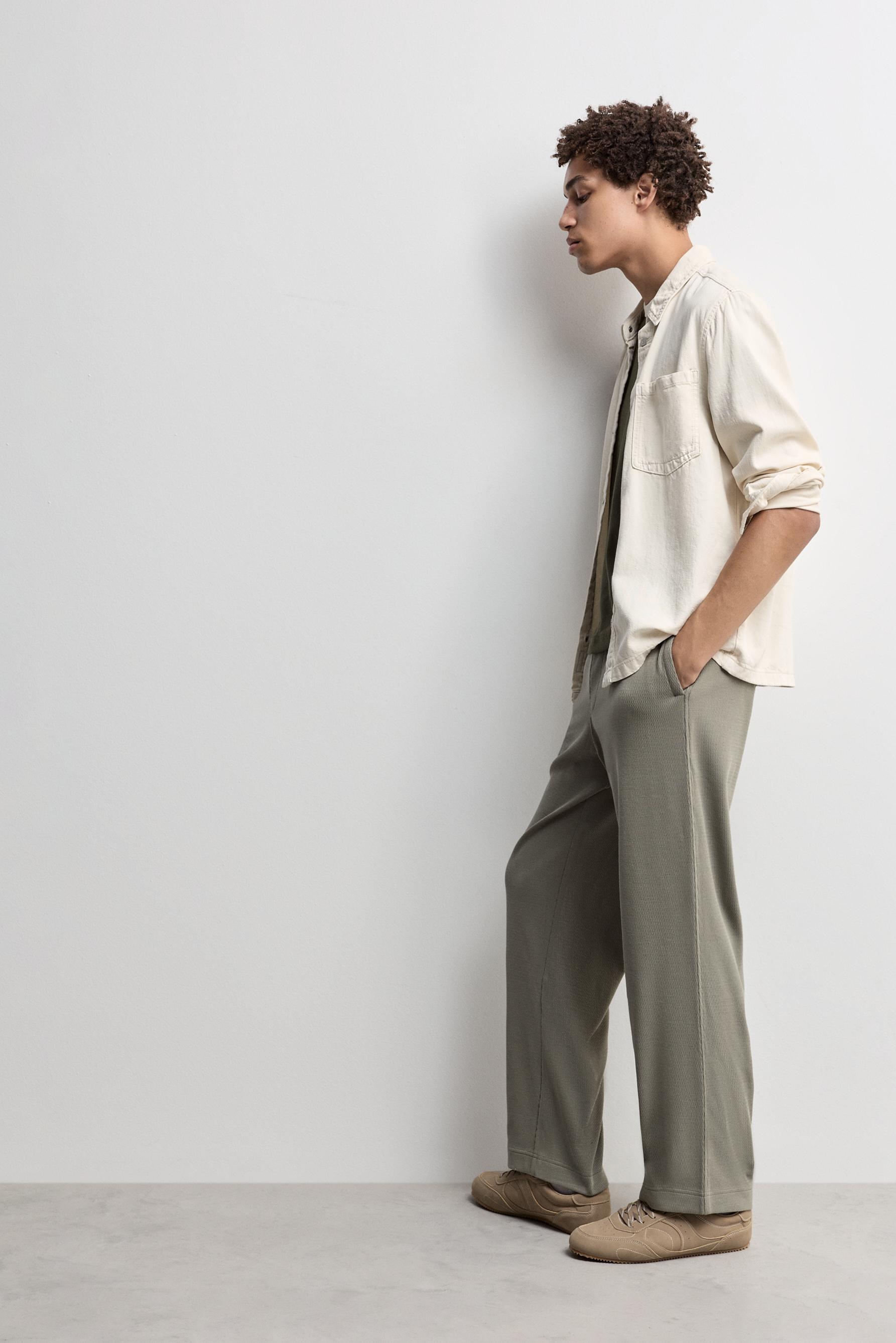 Textured tracksuit bottoms — KHAKI