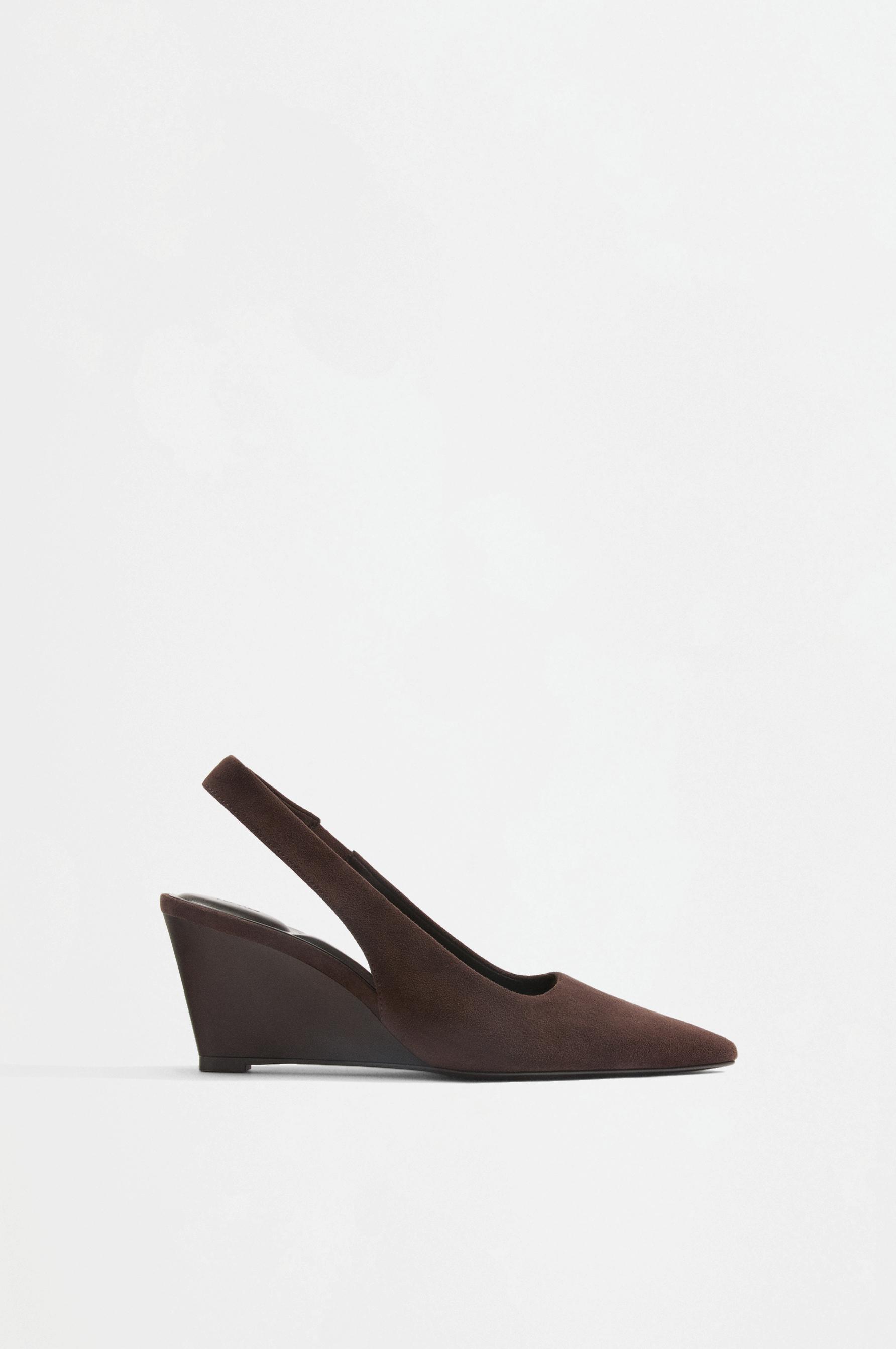 Slingback wedge shoes — BROWN