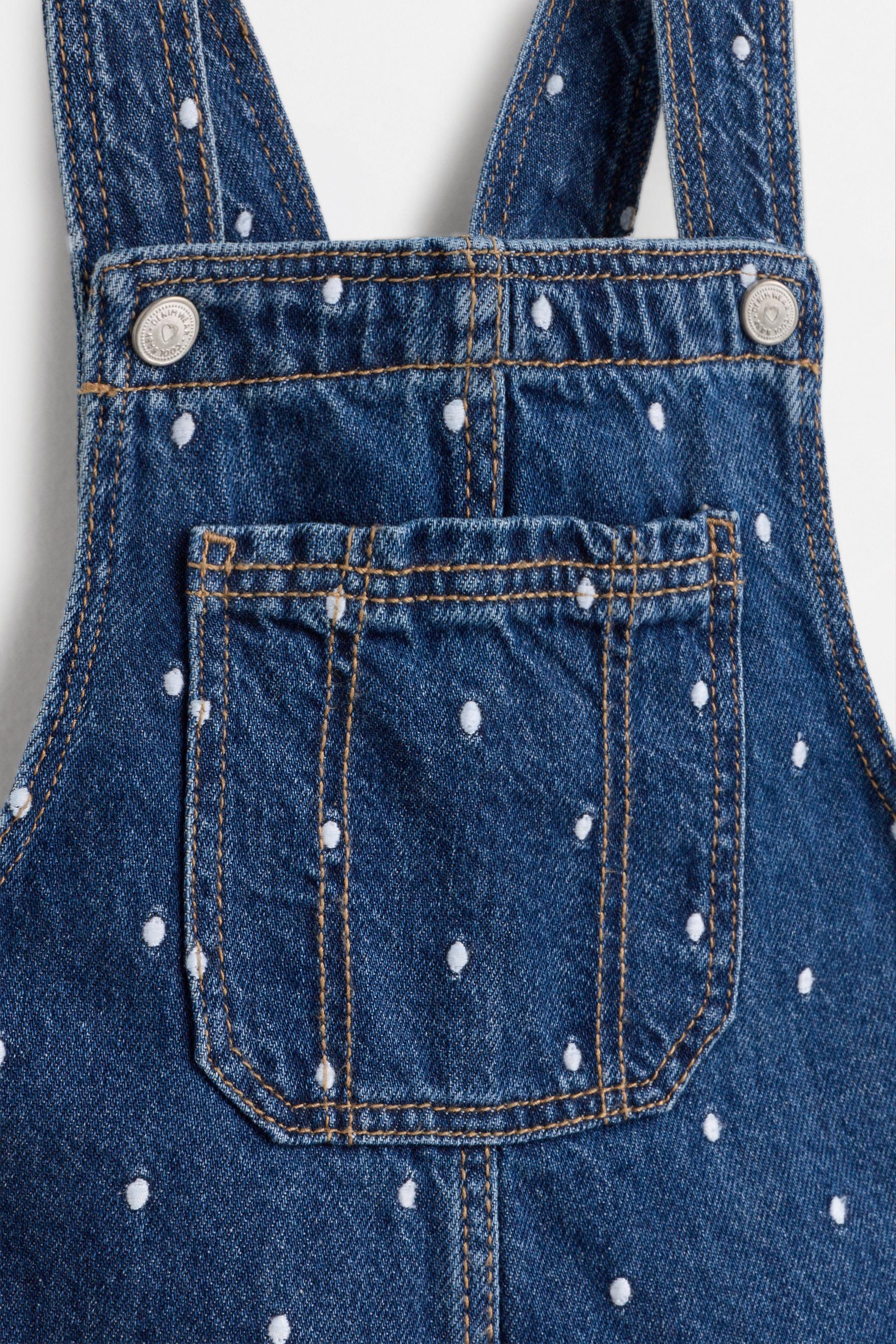 Embroidered denim dungarees — DARK BLUE