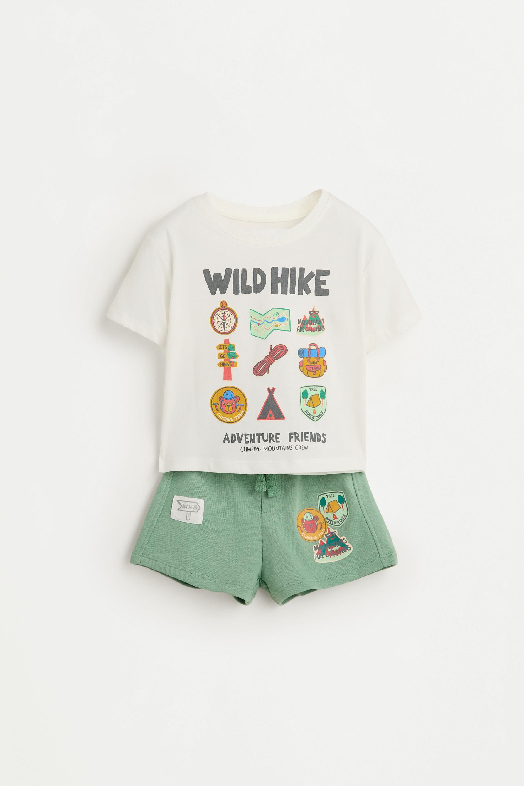 Printed T-shirt and Bermuda shorts set — SAGE GREEN