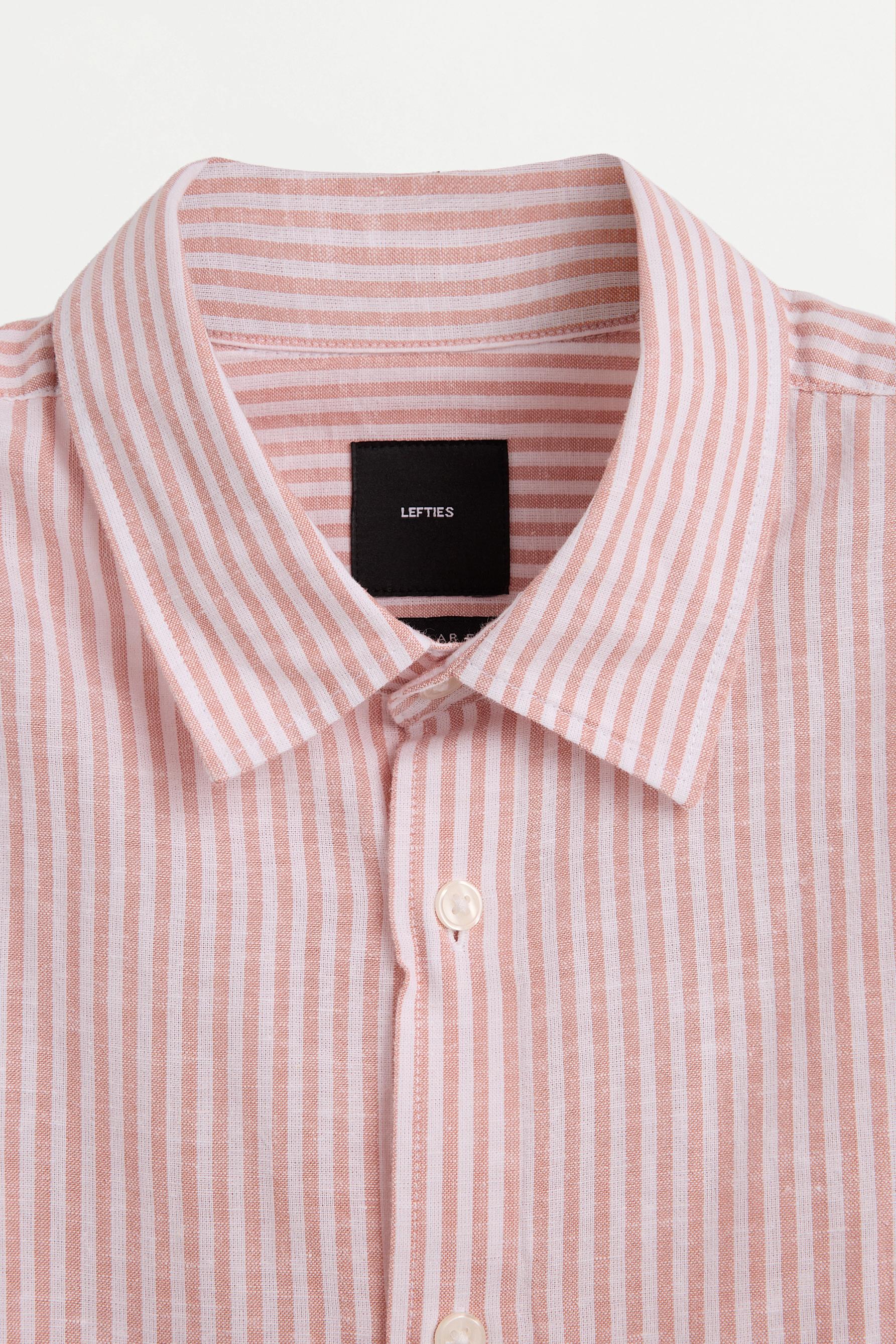 Cotton-linen striped shirt — LIGHT SALMON PINK