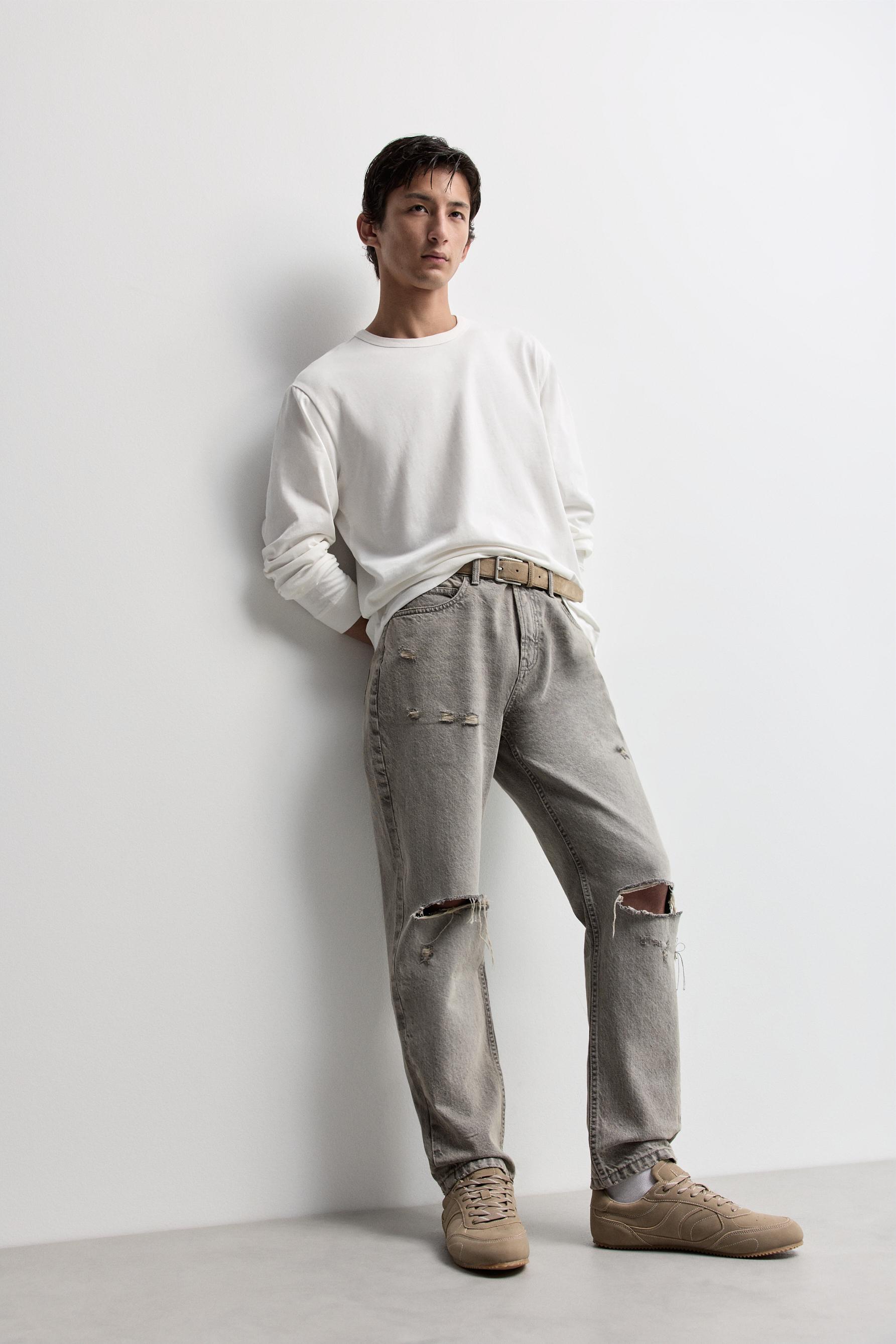 Ripped regular jeans — GREY