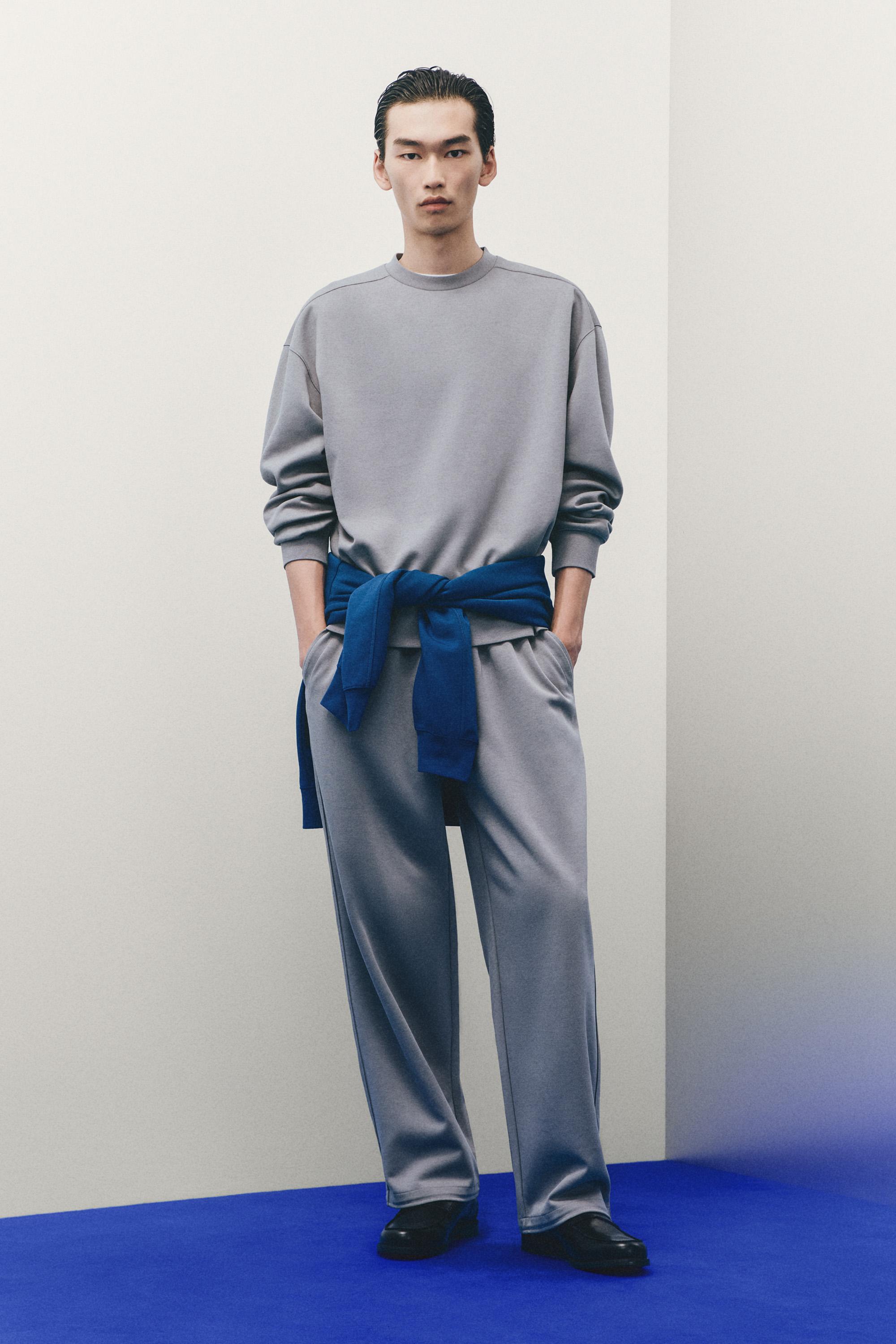 Round neck interlock sweatshirt — MEDIUM GREY