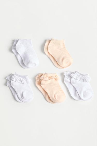 Lace Trim Ankle Socks (5-Pack) — PINK/WHITE 2
