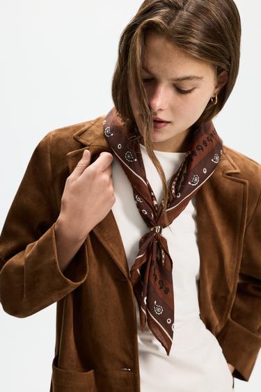 Paisley print scarf — BROWN 1