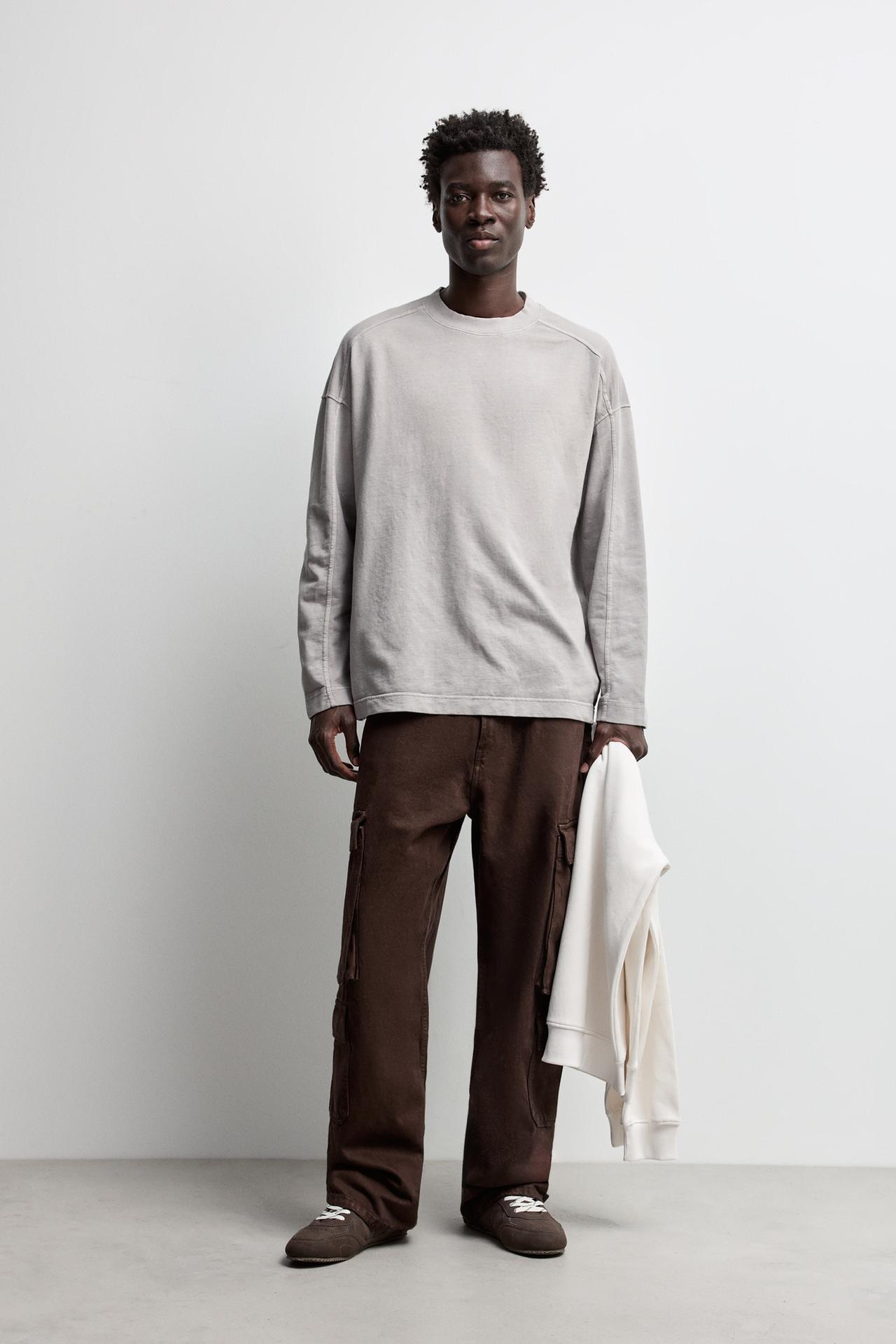 Washed-effect sweatshirt — MEDIUM GREY