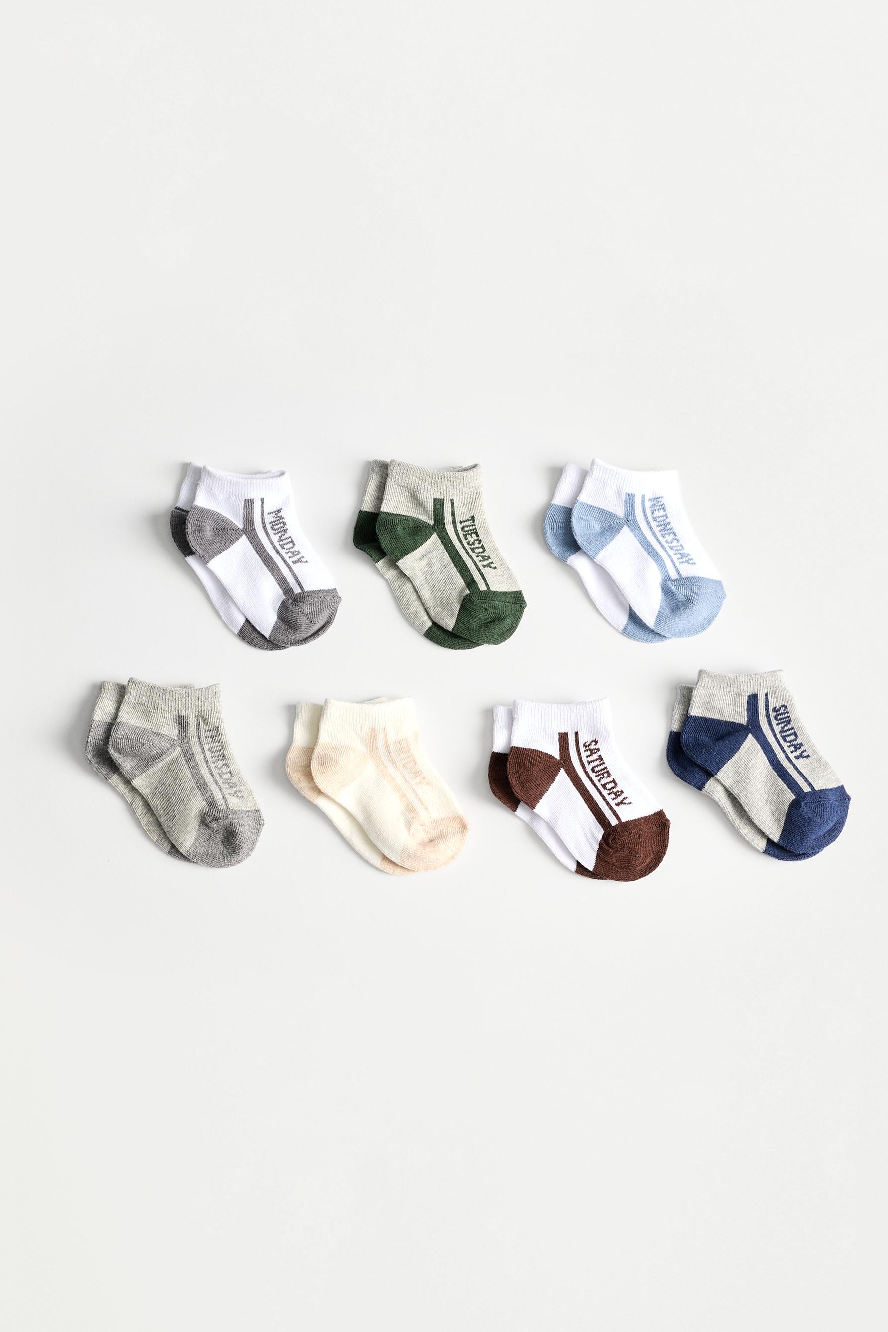 Days of the Week ankle socks (7-pack) — GREY/CAMEL