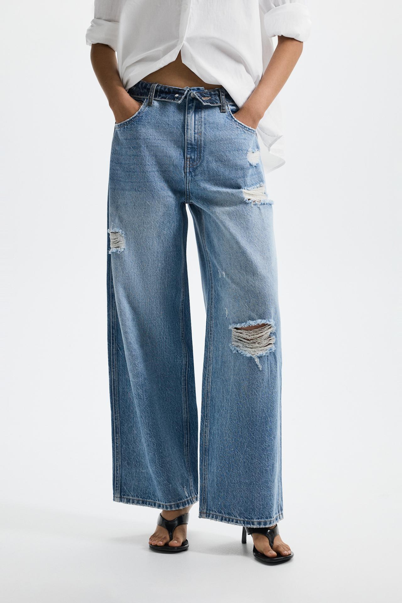 Double waistband baggy jeans — FADED NAVY