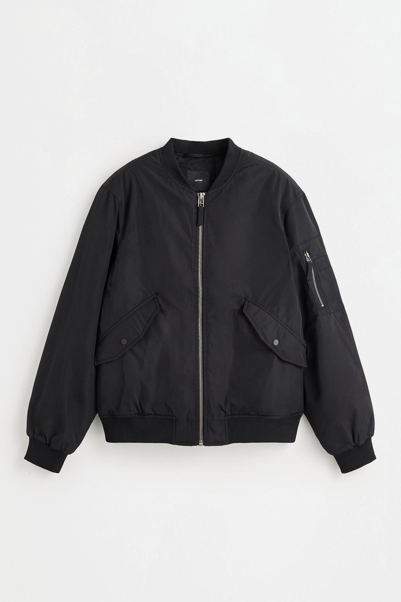Quilted bomber jacket — BLACK