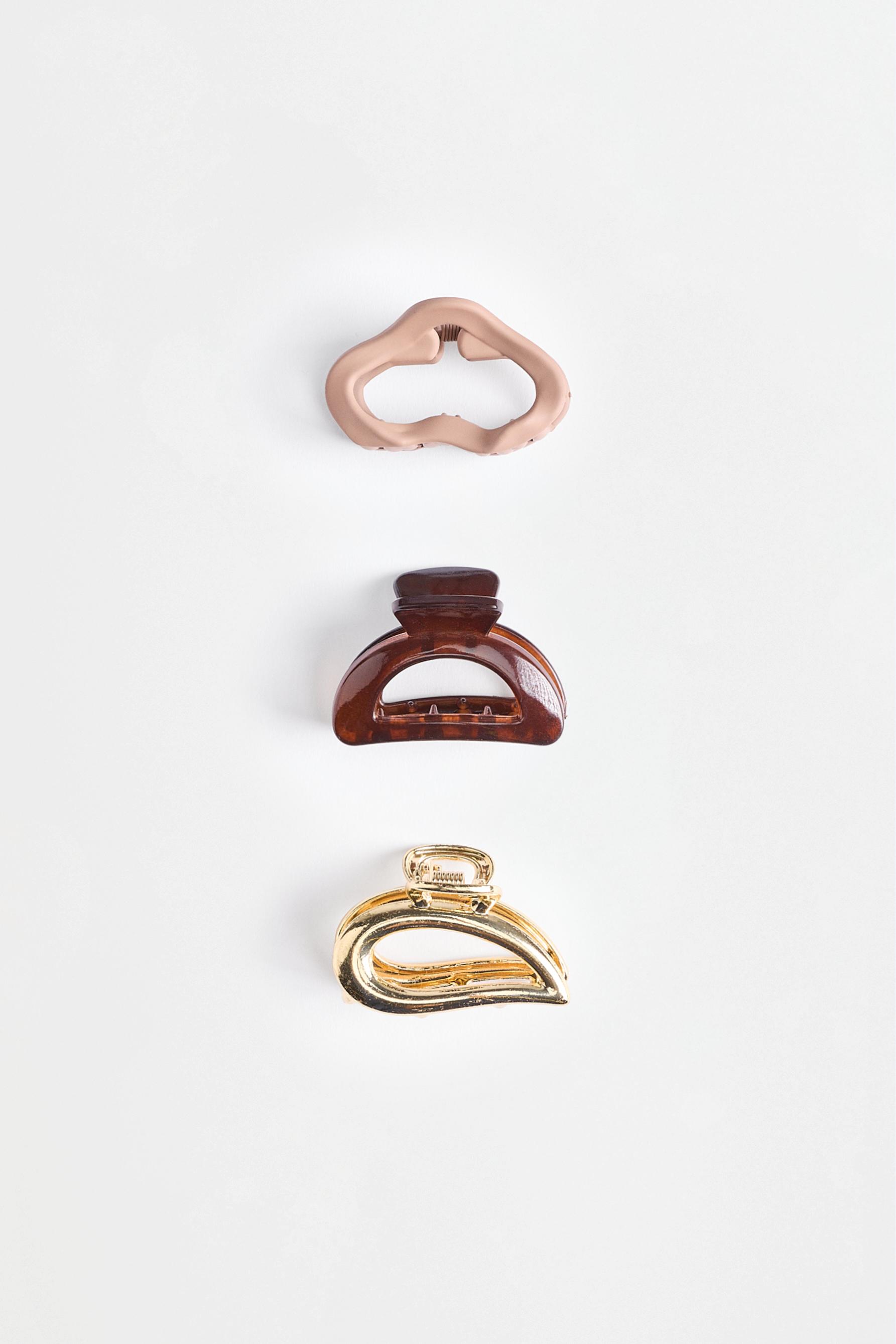 Assorted Hair Clips (3-Pack) — BROWN