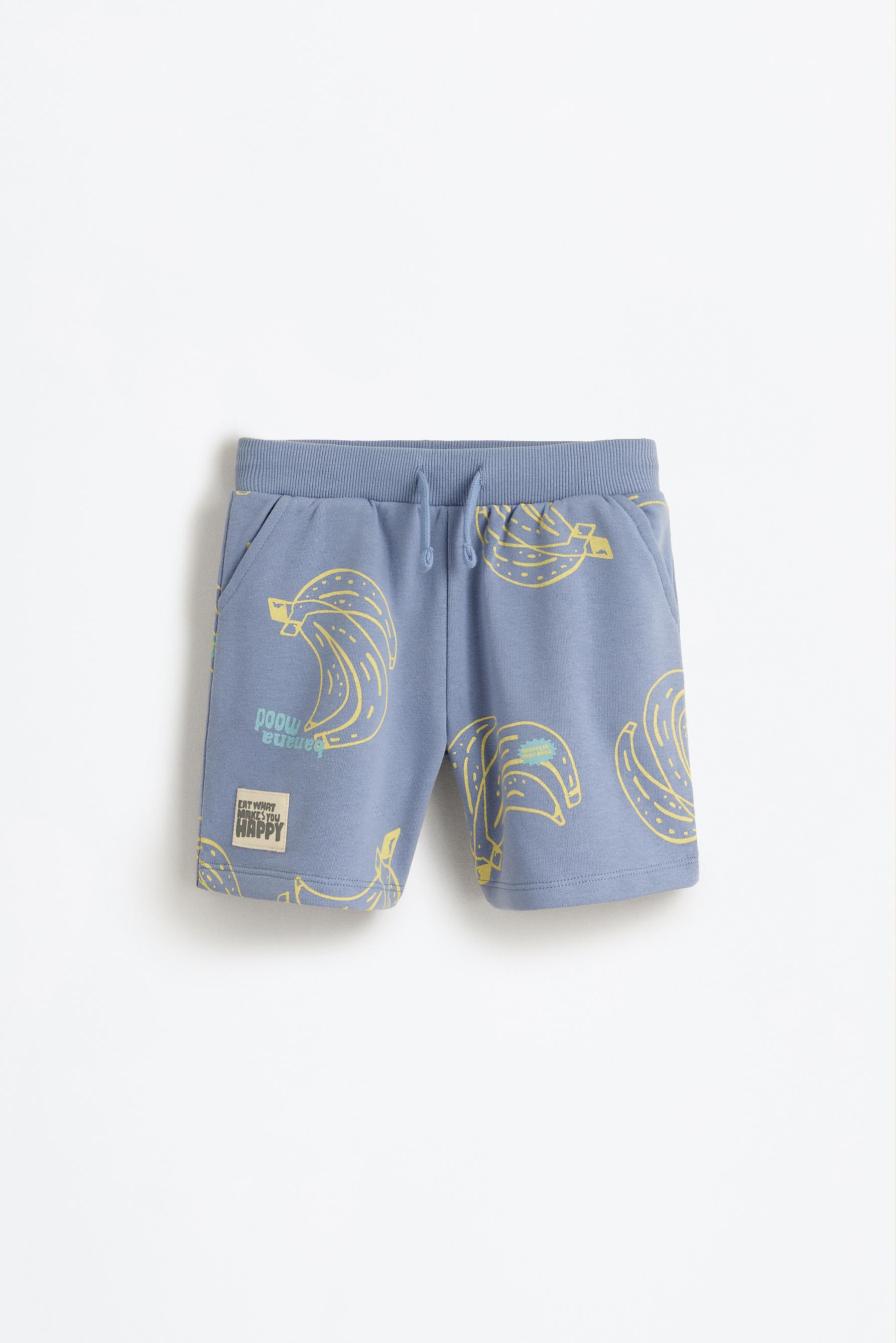 Printed plush Bermuda shorts — LAVENDER BLUE