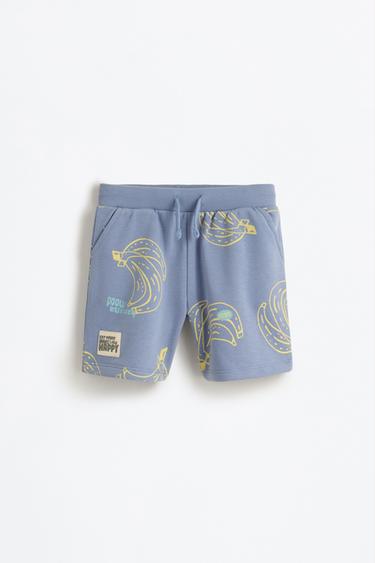 Printed plush Bermuda shorts — LAVENDER BLUE 1
