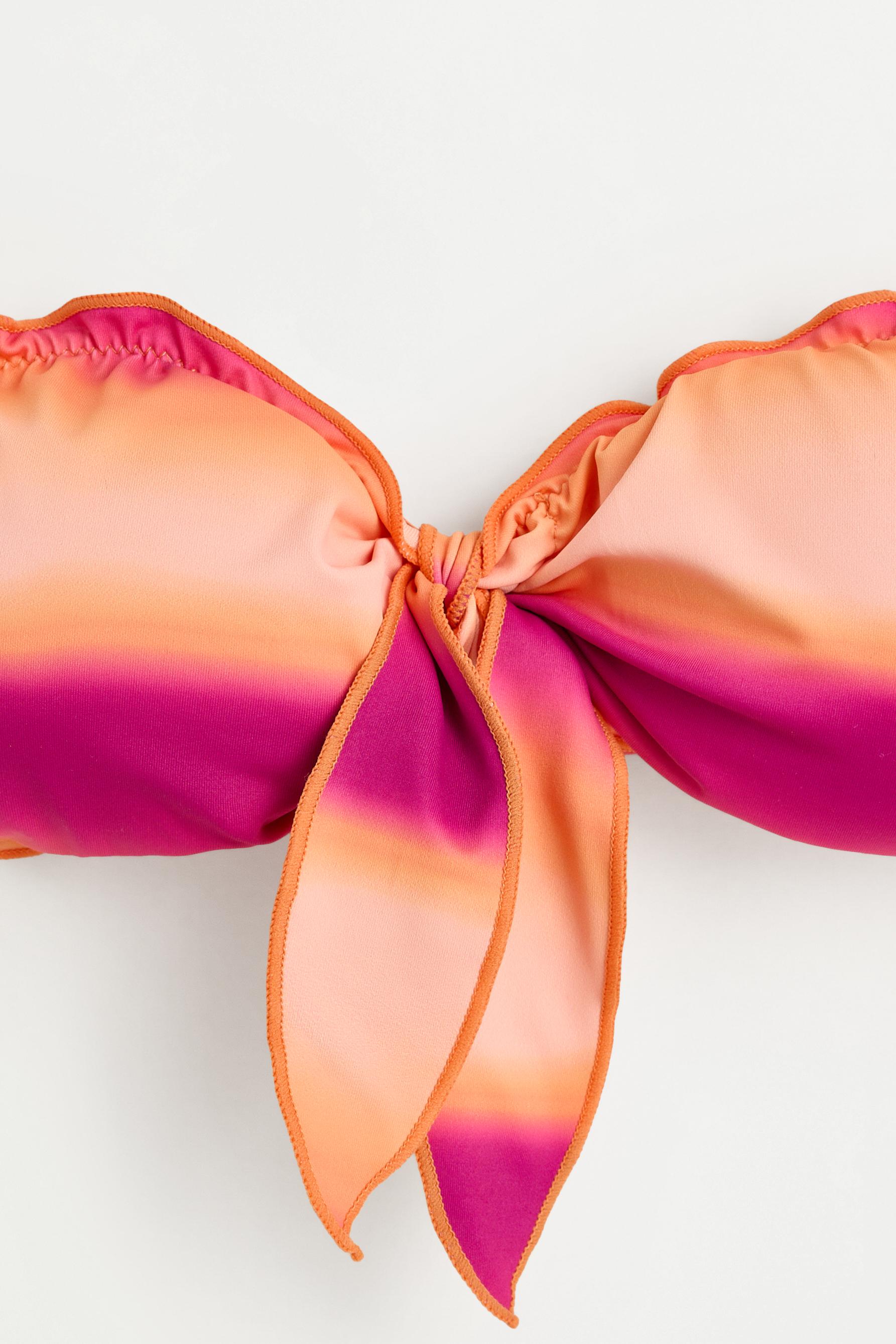 Tie-dye print bandeau bikini top — PINK
