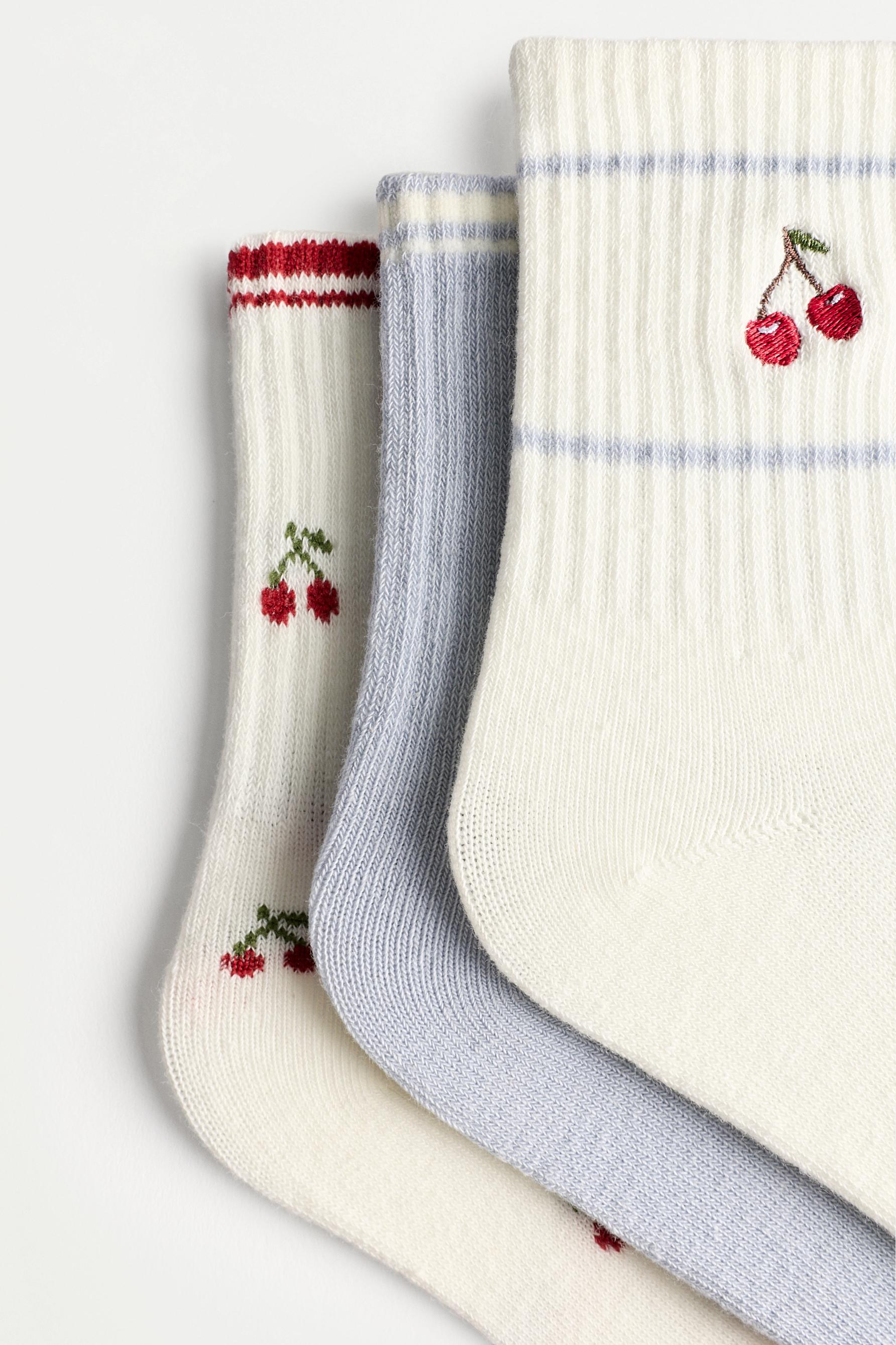 Contrast short socks (3-pack) — WHITE