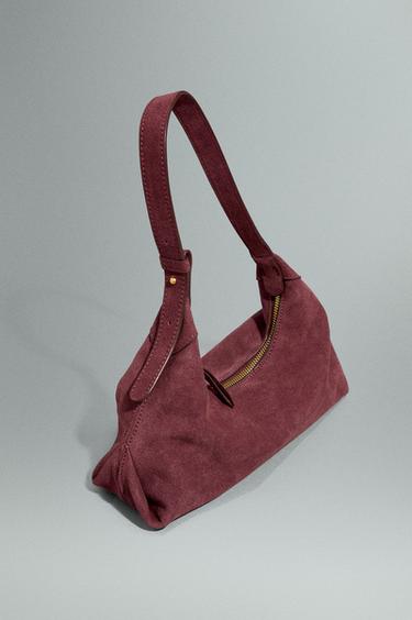 Reconstituted leather shoulder bag — BURGUNDY 4