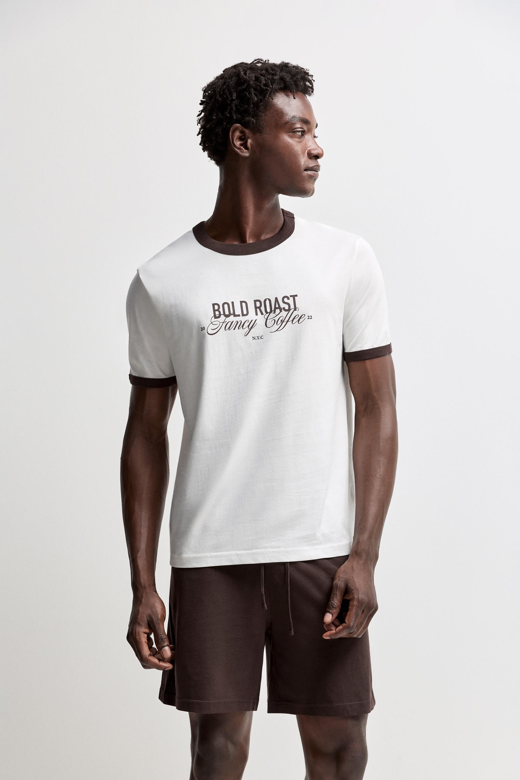 Straight fit printed short pyjamas — WHITE