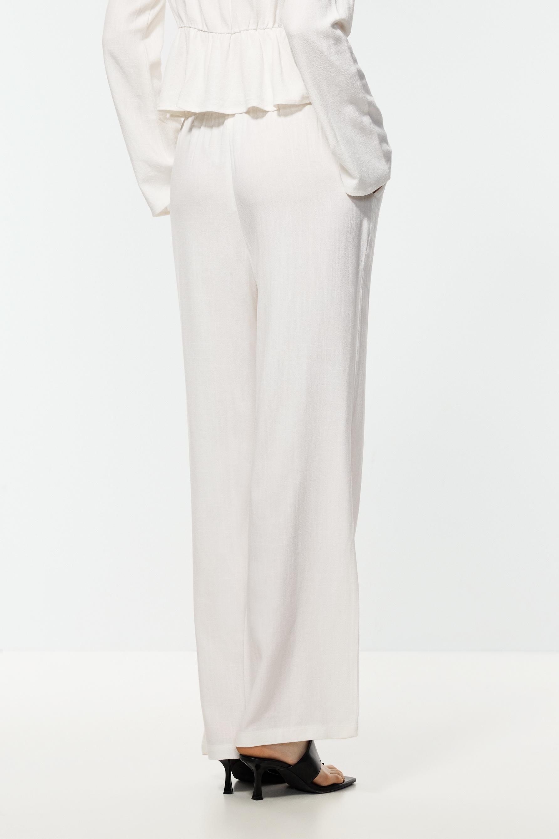 Rustic wide-leg trousers — WHITE