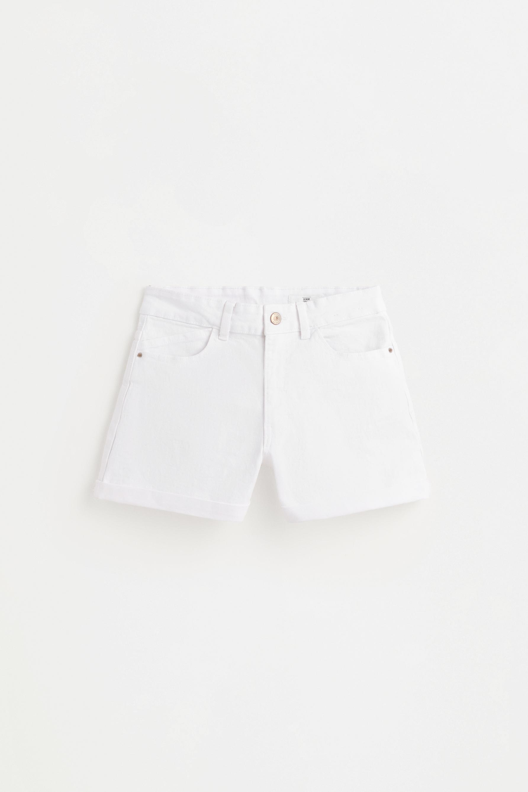 Denim stretch shorts — WHITE