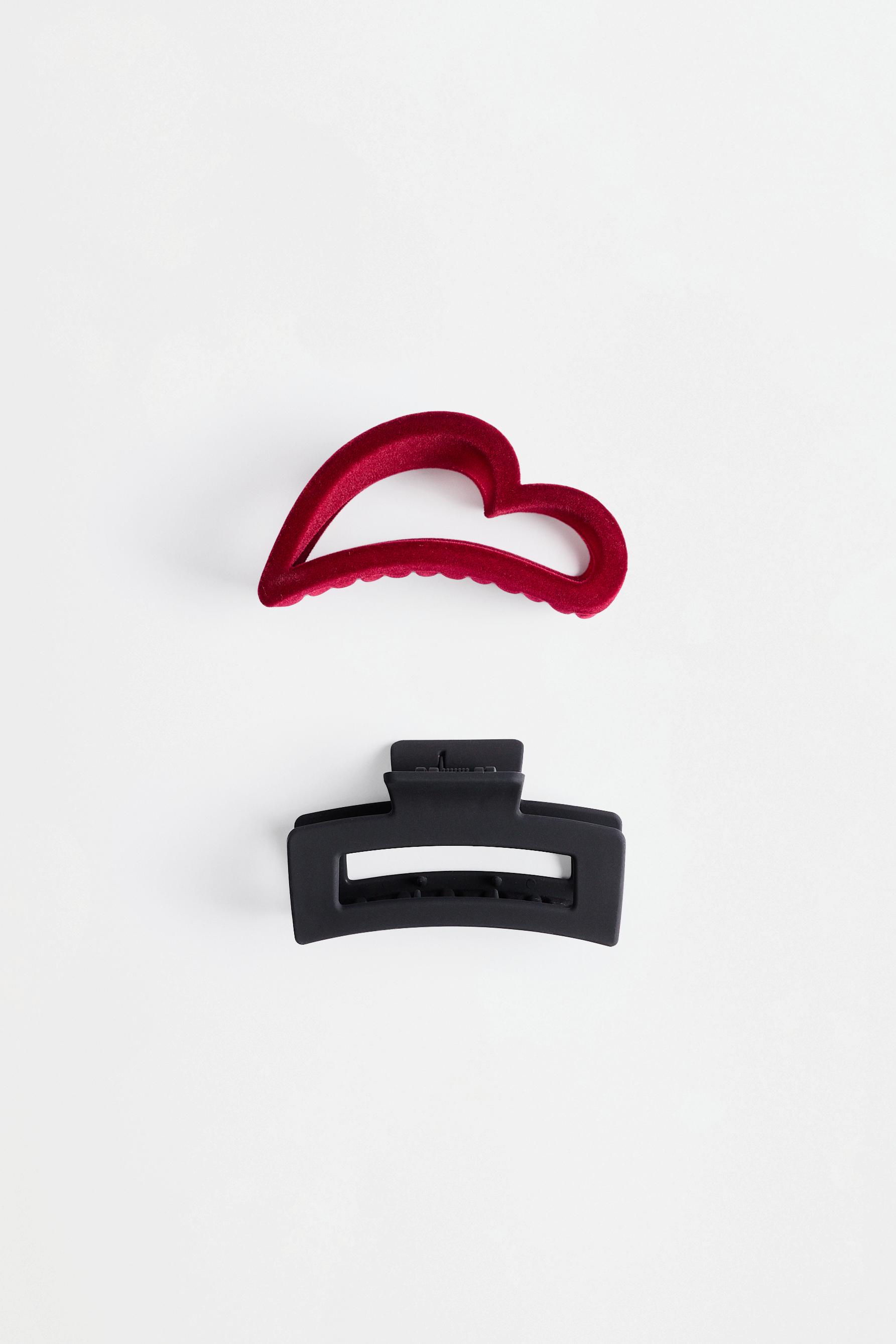 Assorted hair clips (2-pack) — BURGUNDY
