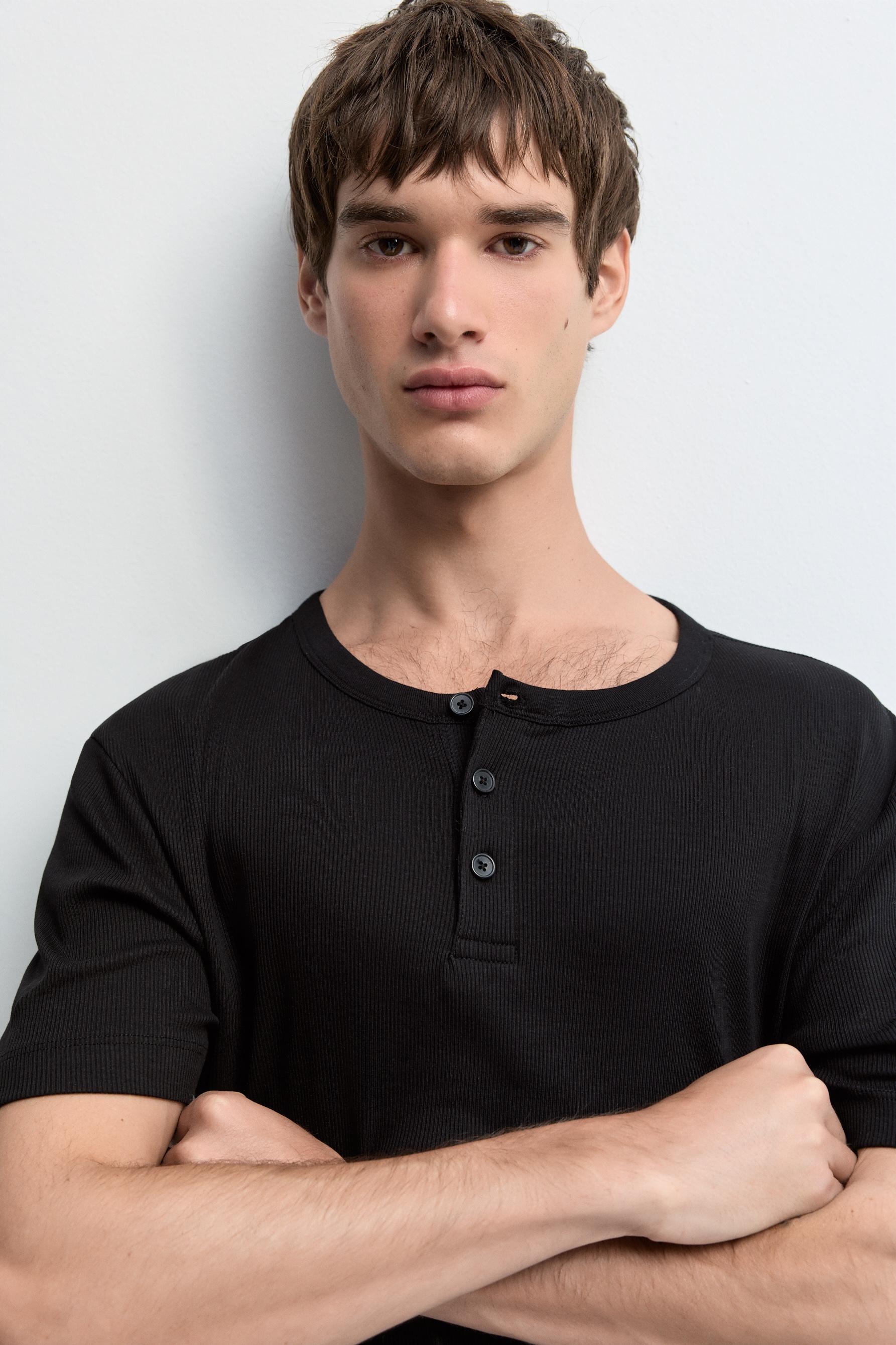 Henley T-shirt — BLACK