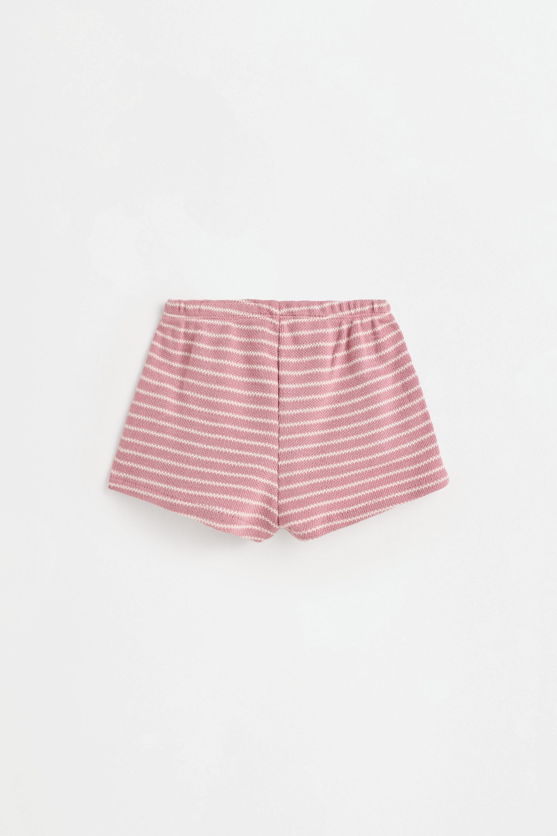 Striped bias cut top and shorts set — PINK