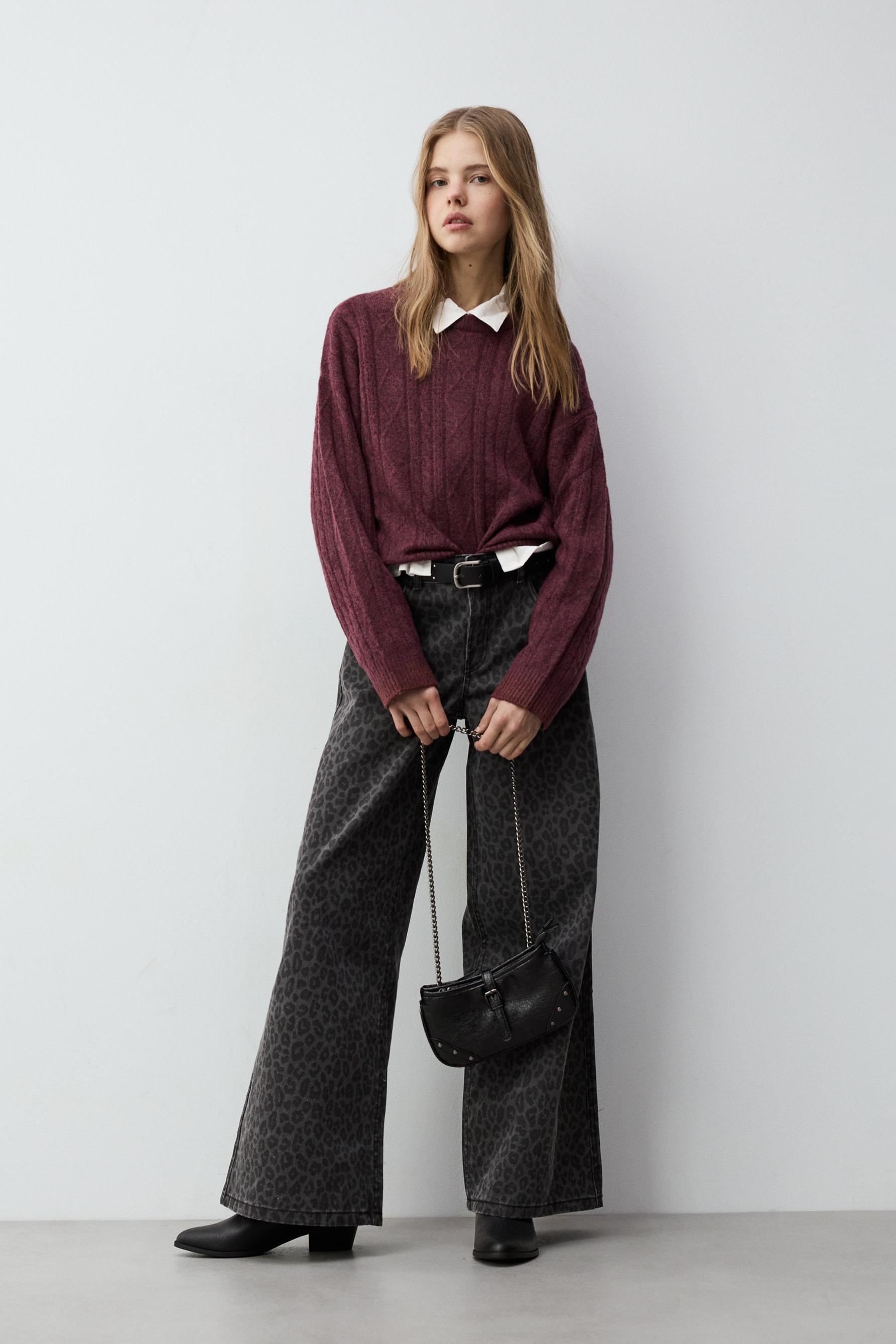 Jeans wide leg animal print