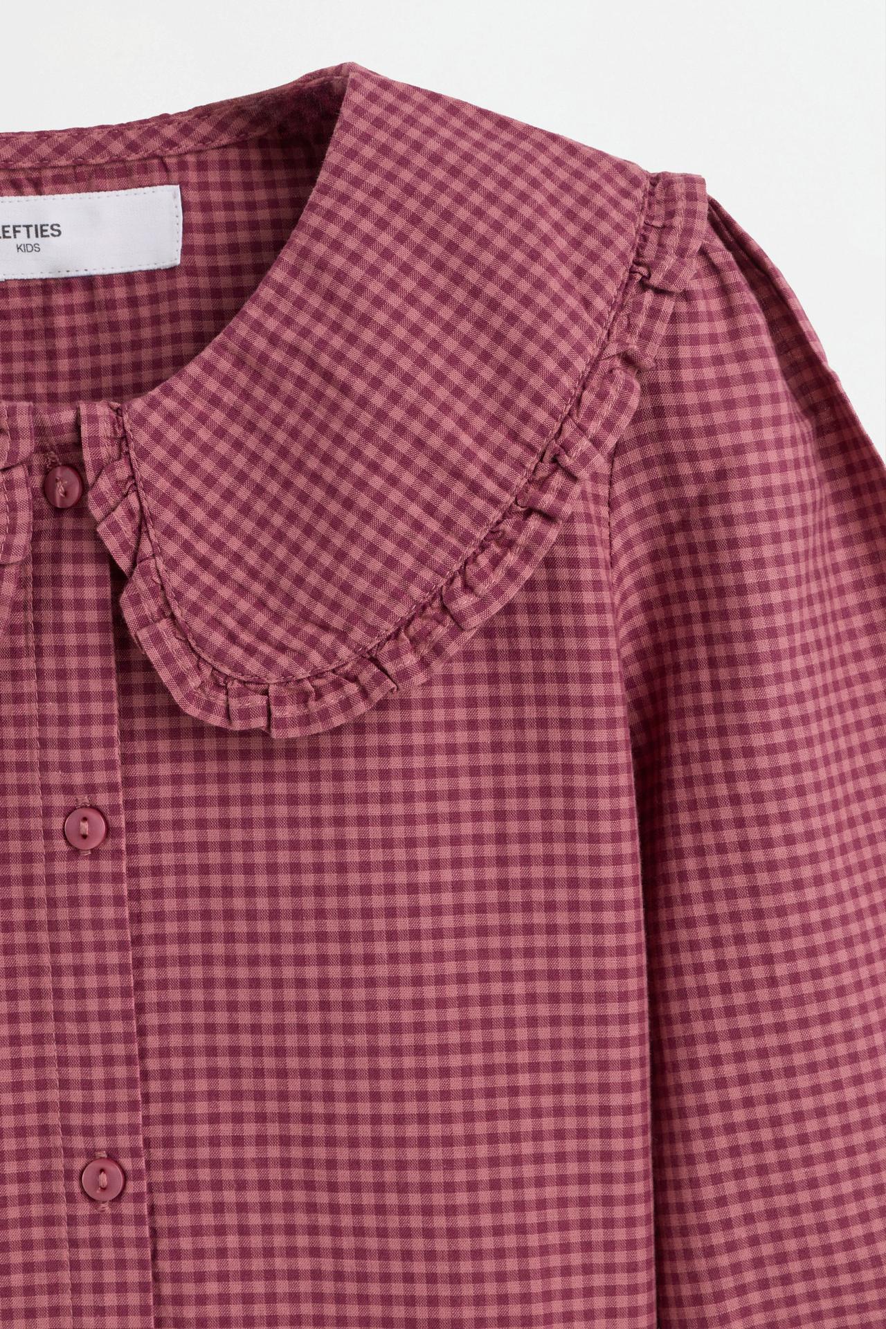 Plaid Peter Pan collar shirt — DARK PINK