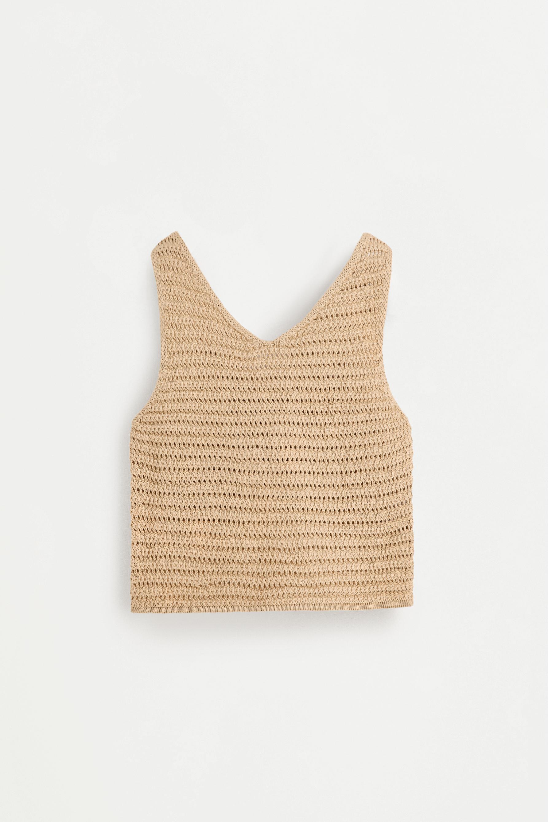 Cutwork top — LIGHT CAMEL