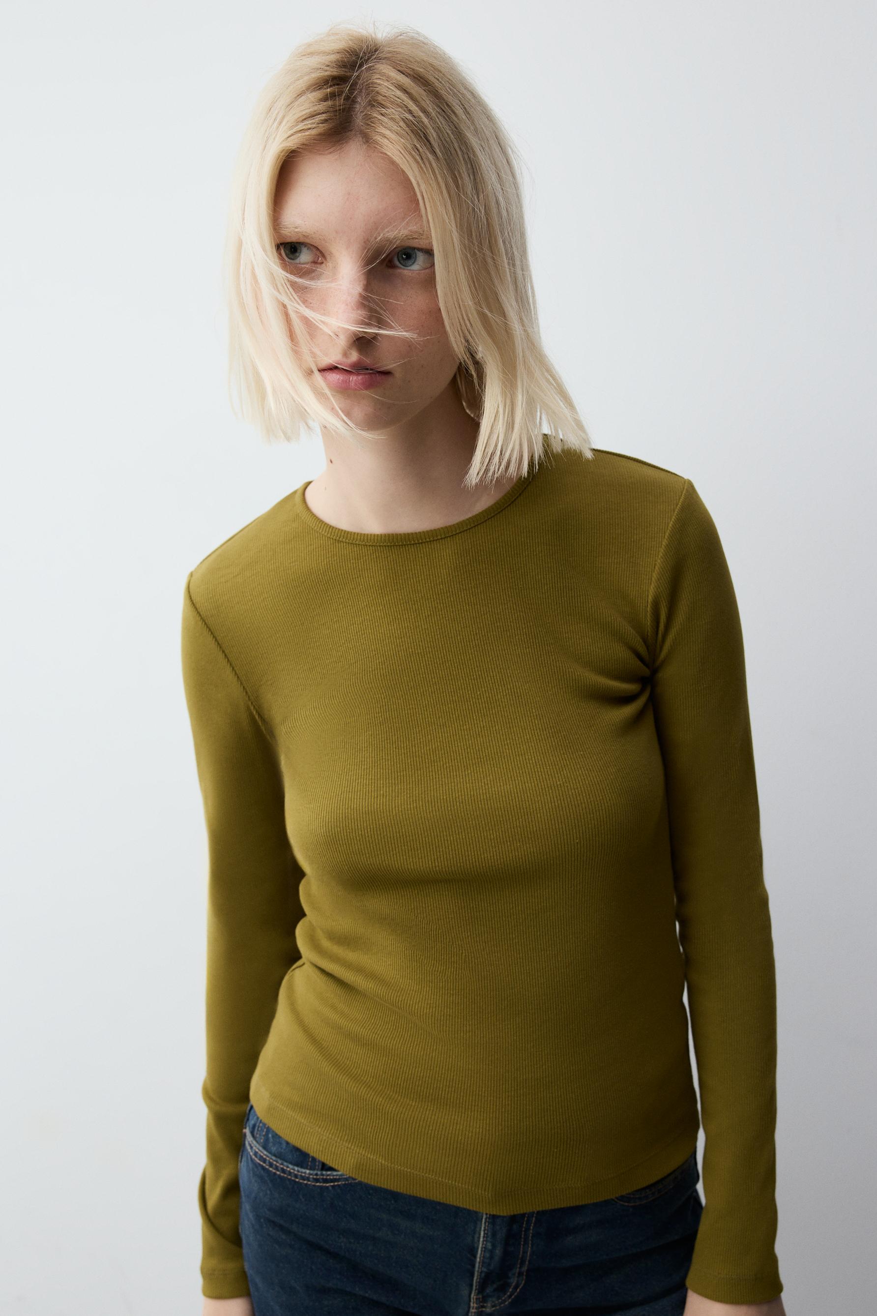 T-shirt manga comprida canelada