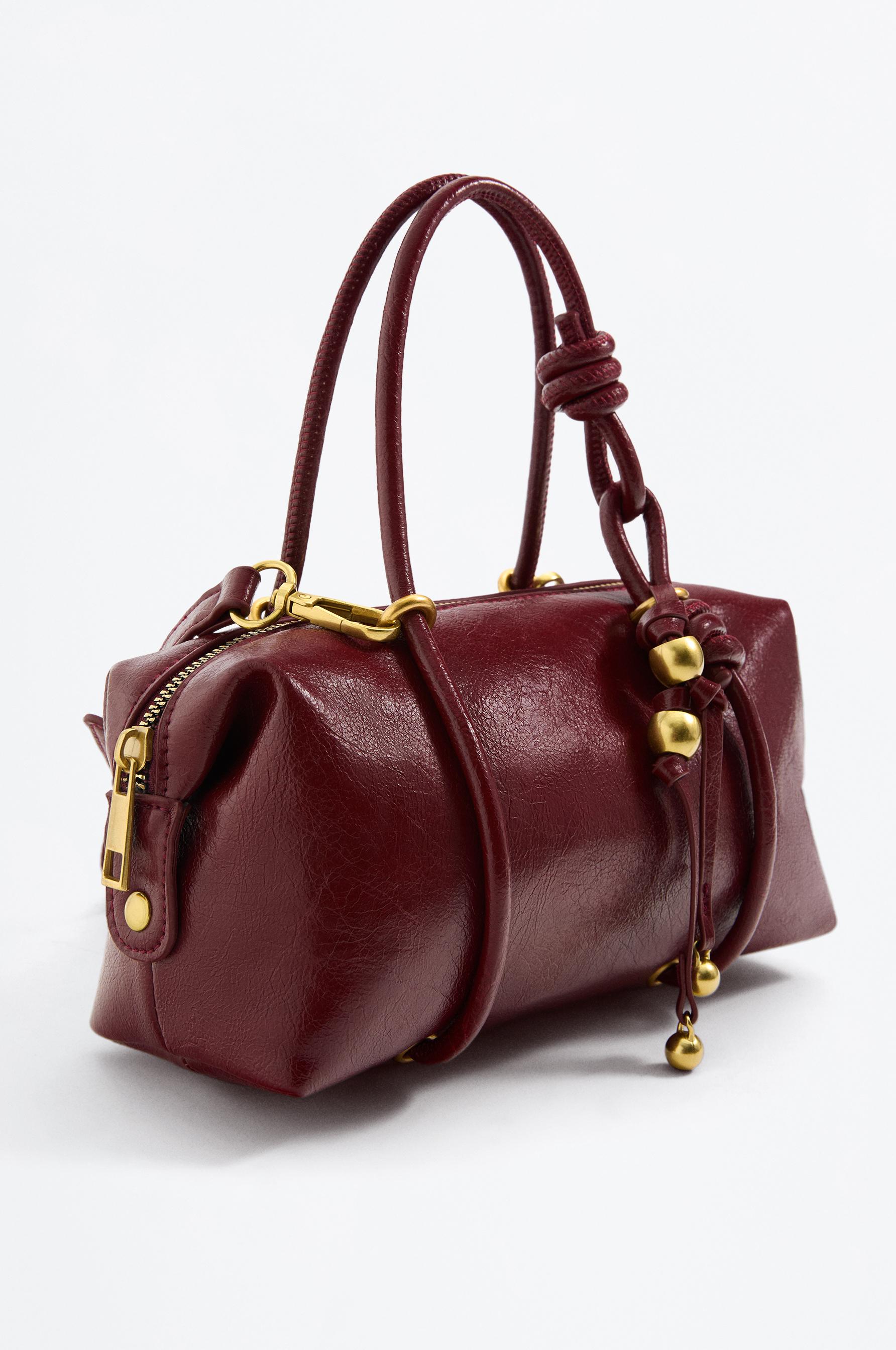 Mini bowling shoulder bag — BURGUNDY