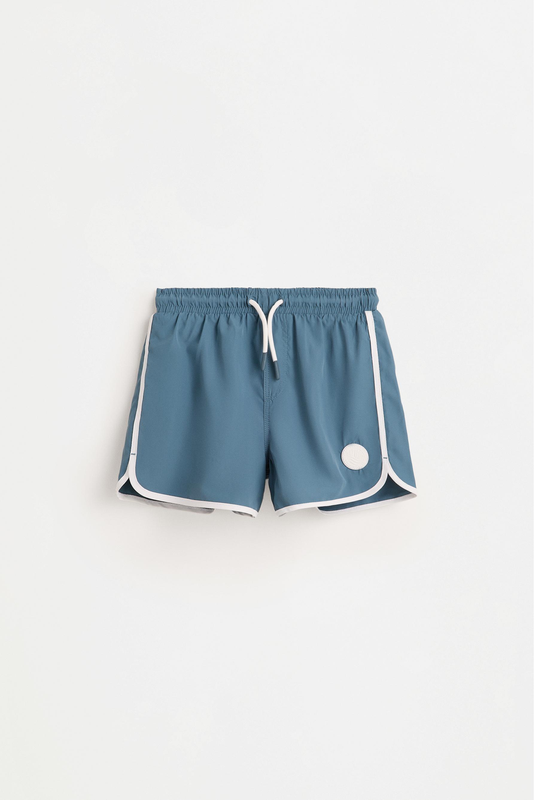 Contrast-line swim shorts — GREENISH BLUE