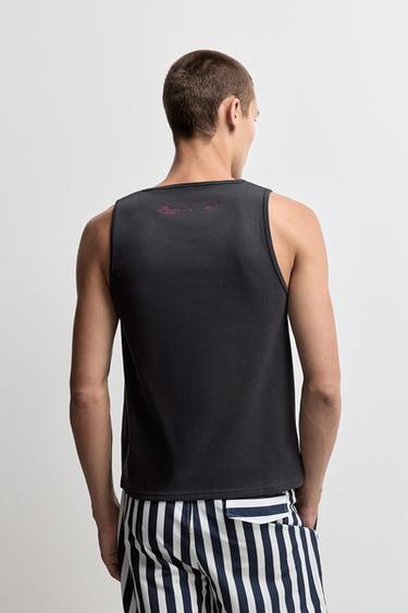 Embroidered ribbed vest top — DARK NAVY 4