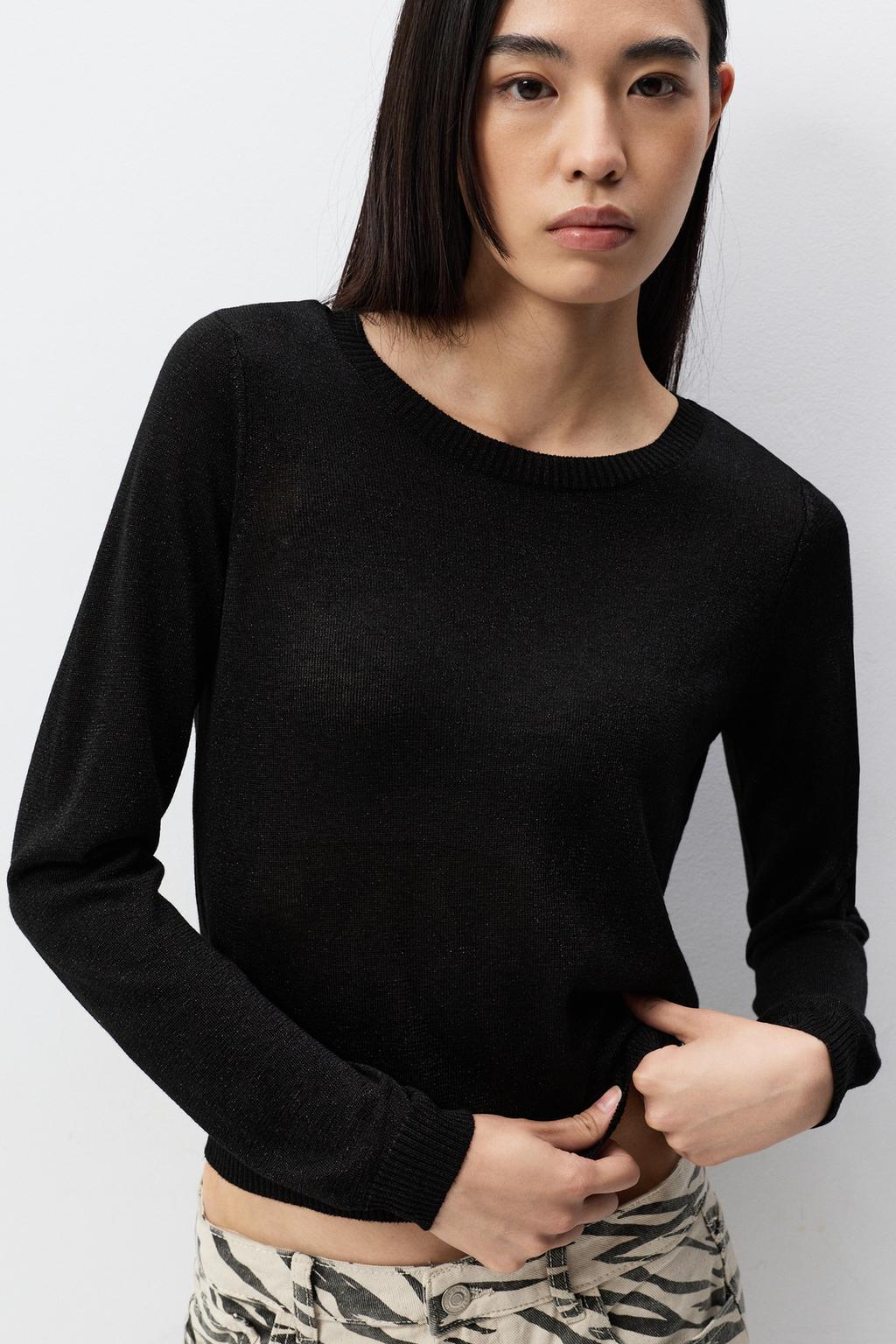 Metallic lace-up sweater